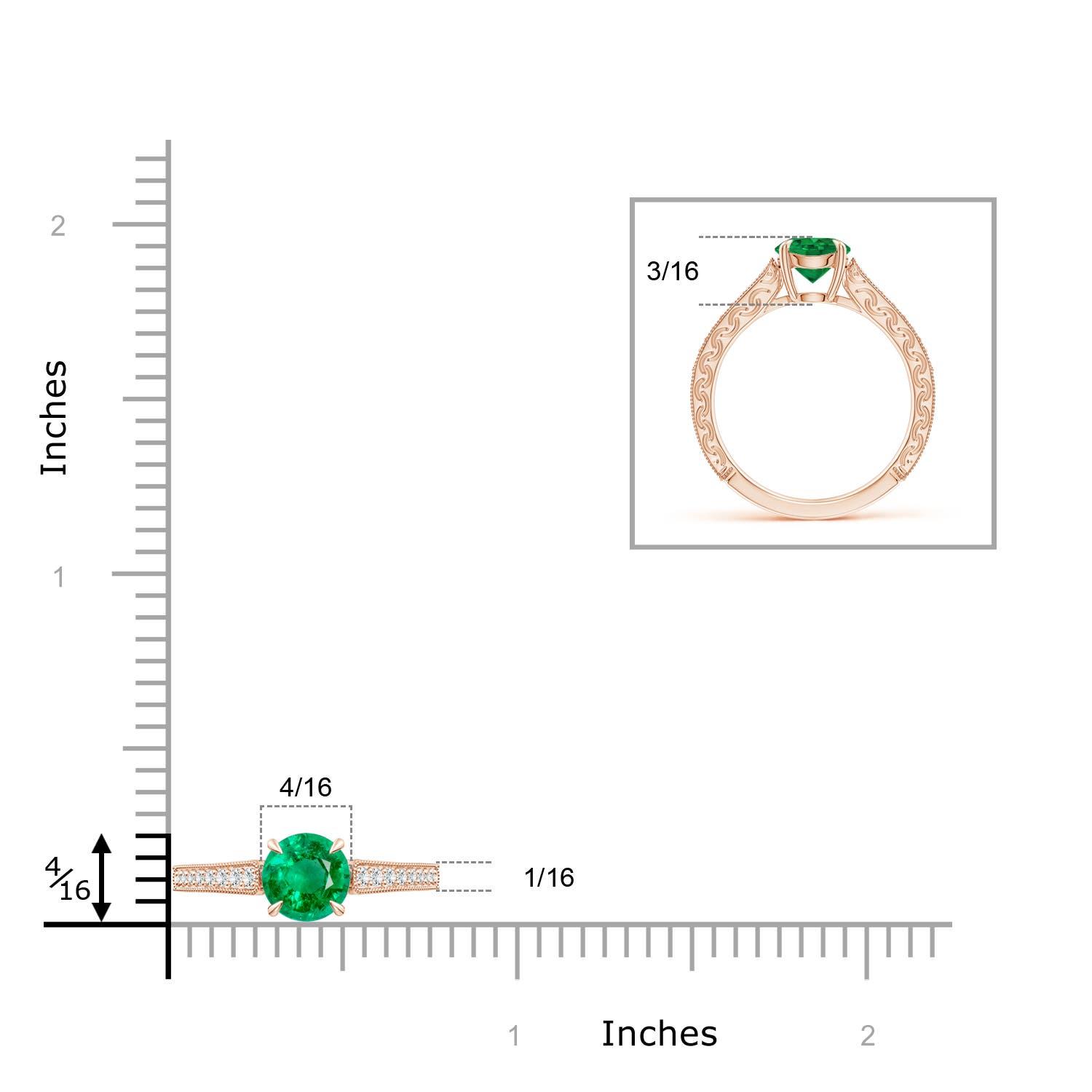 AAA - Emerald / 1.08 CT / 14 KT Rose Gold