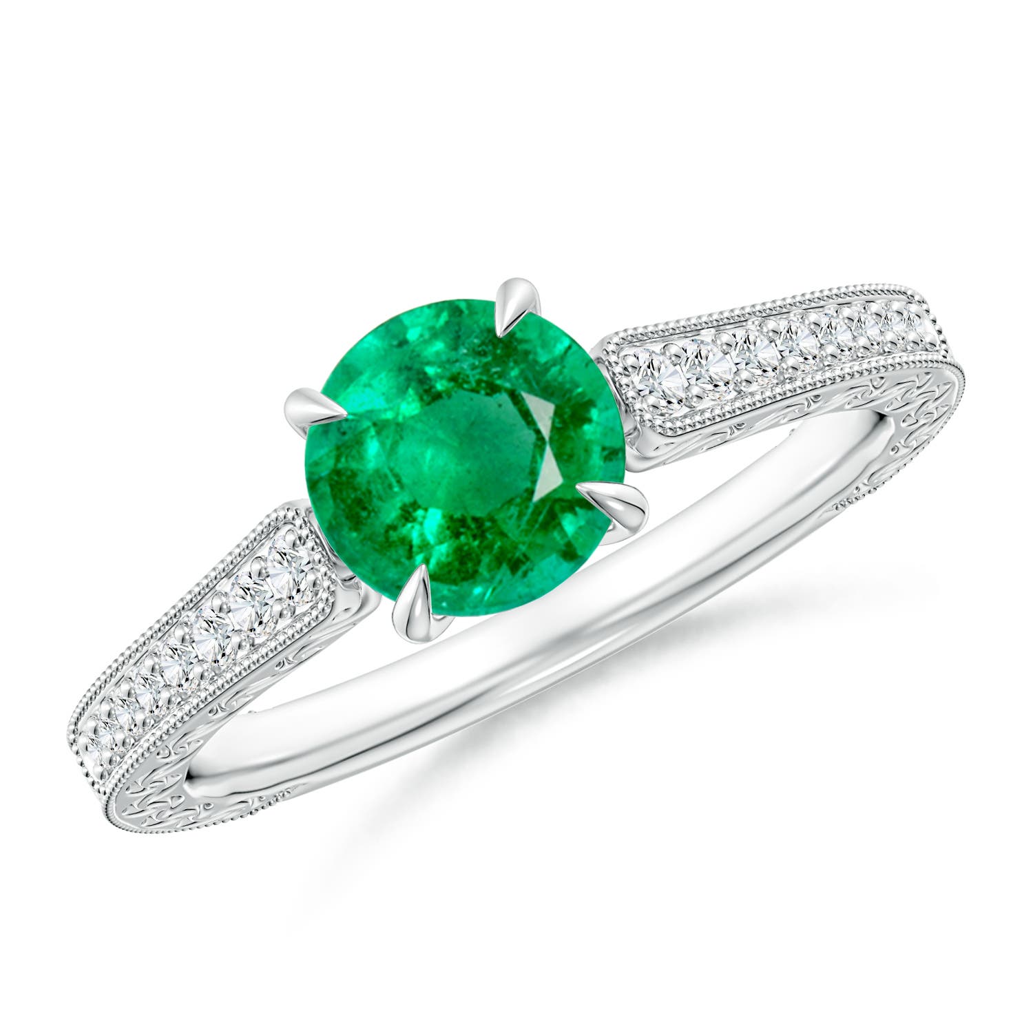 AAA - Emerald / 1.08 CT / 14 KT White Gold