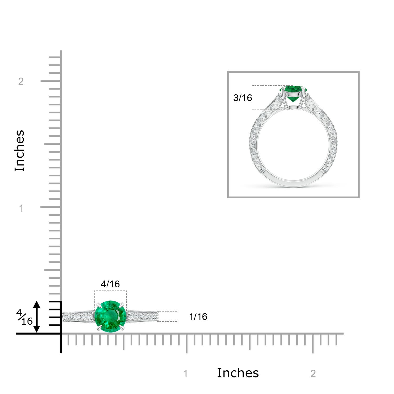 AAA - Emerald / 1.08 CT / 14 KT White Gold