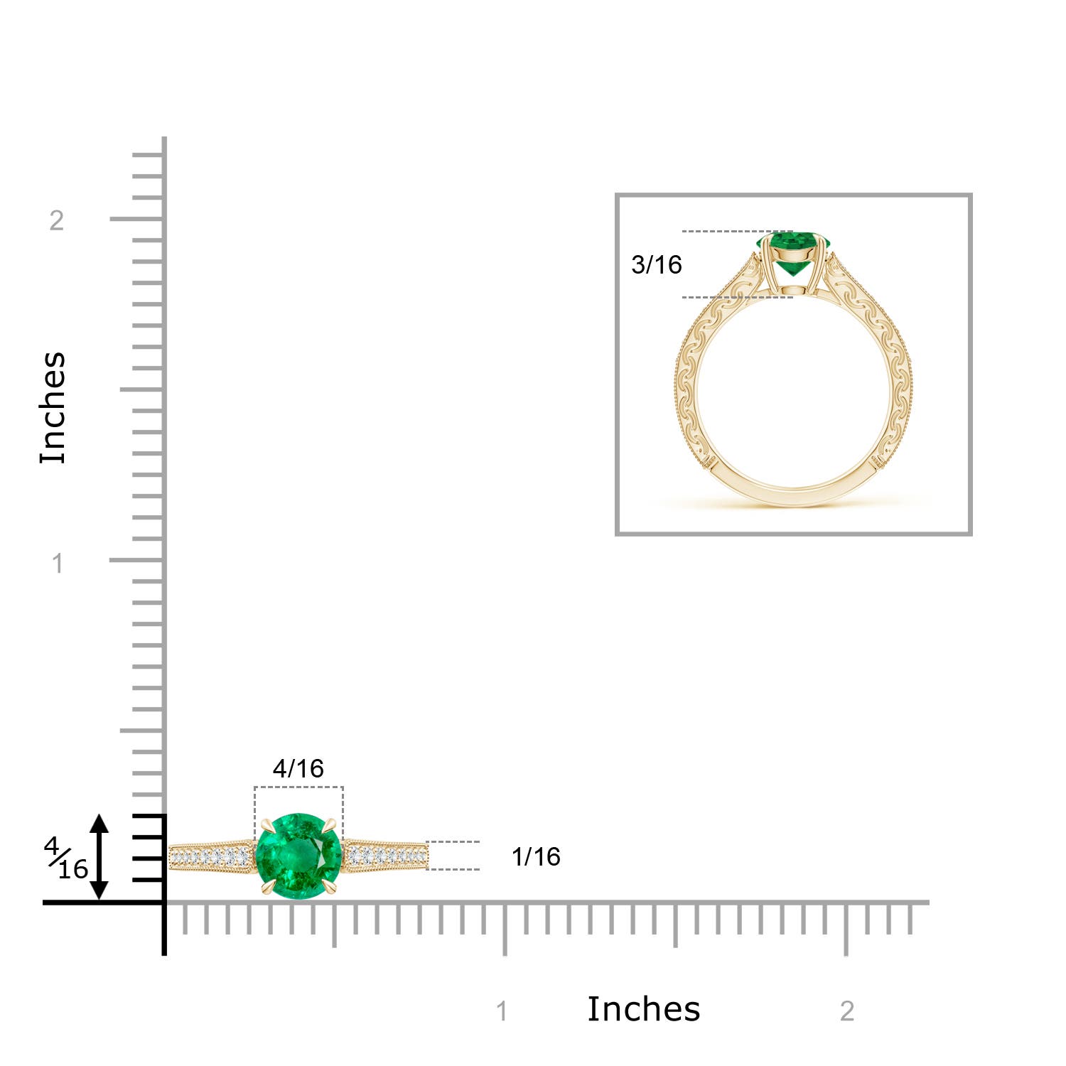 AAA - Emerald / 1.08 CT / 14 KT Yellow Gold