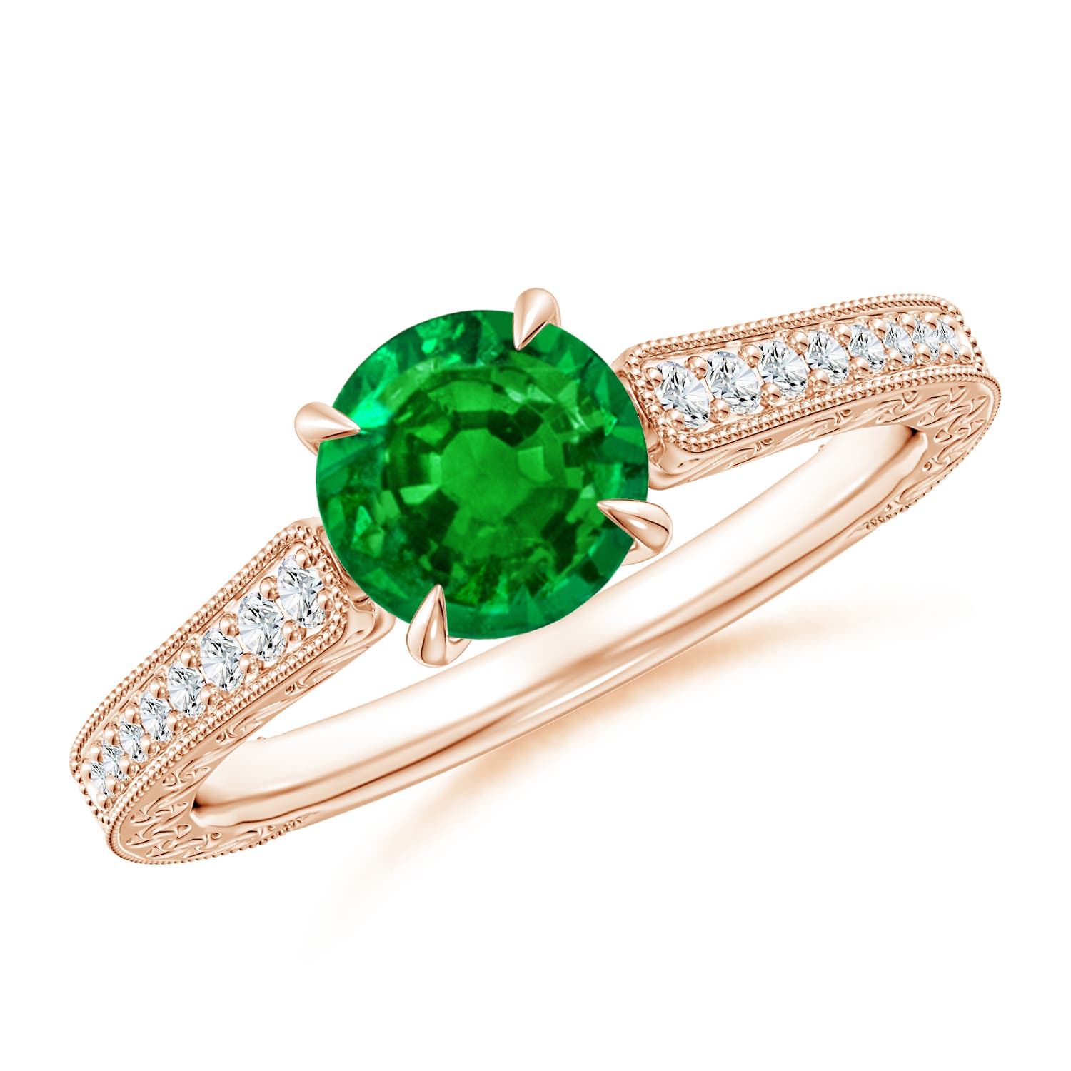 AAAA - Emerald / 1.08 CT / 14 KT Rose Gold