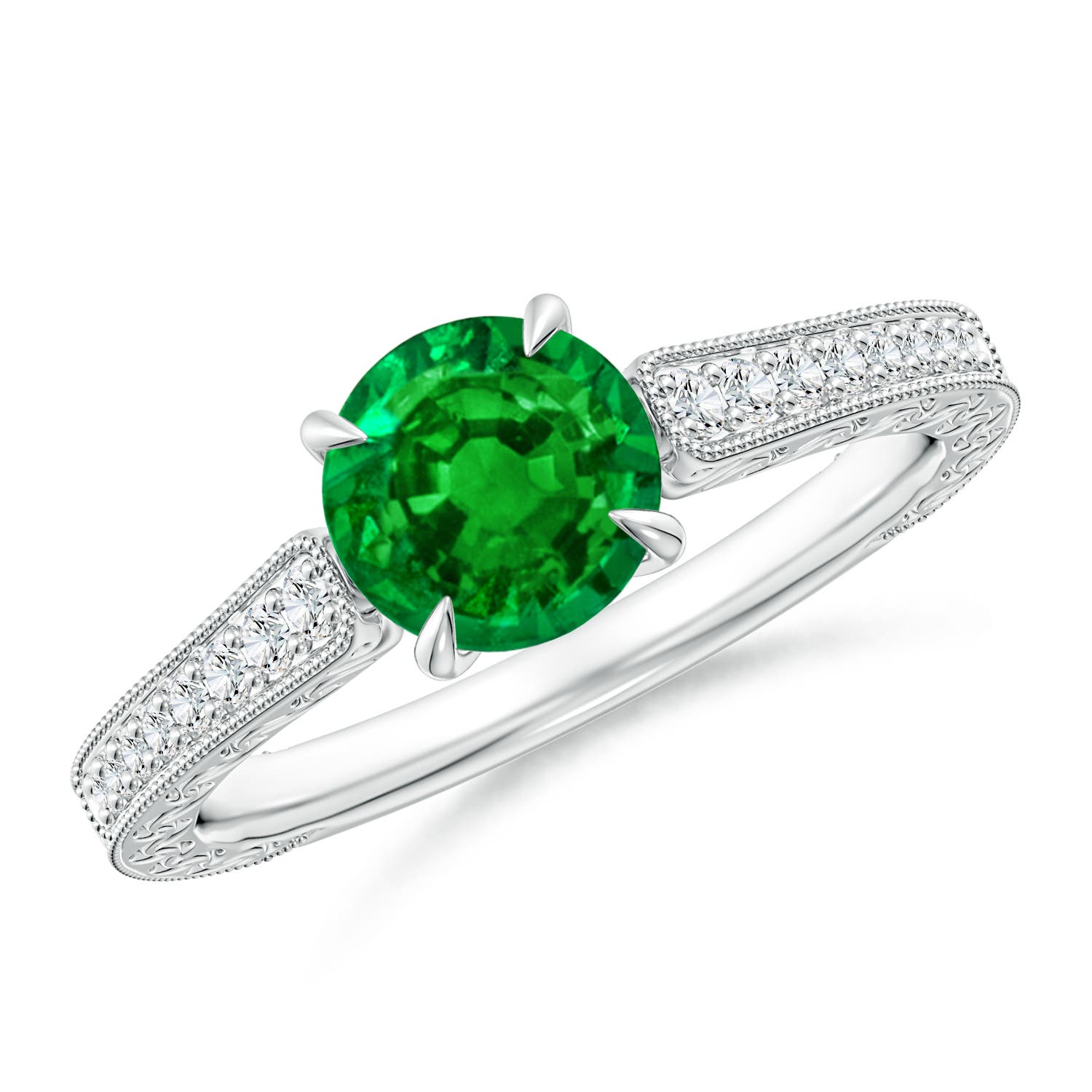 AAAA - Emerald / 1.08 CT / 14 KT White Gold