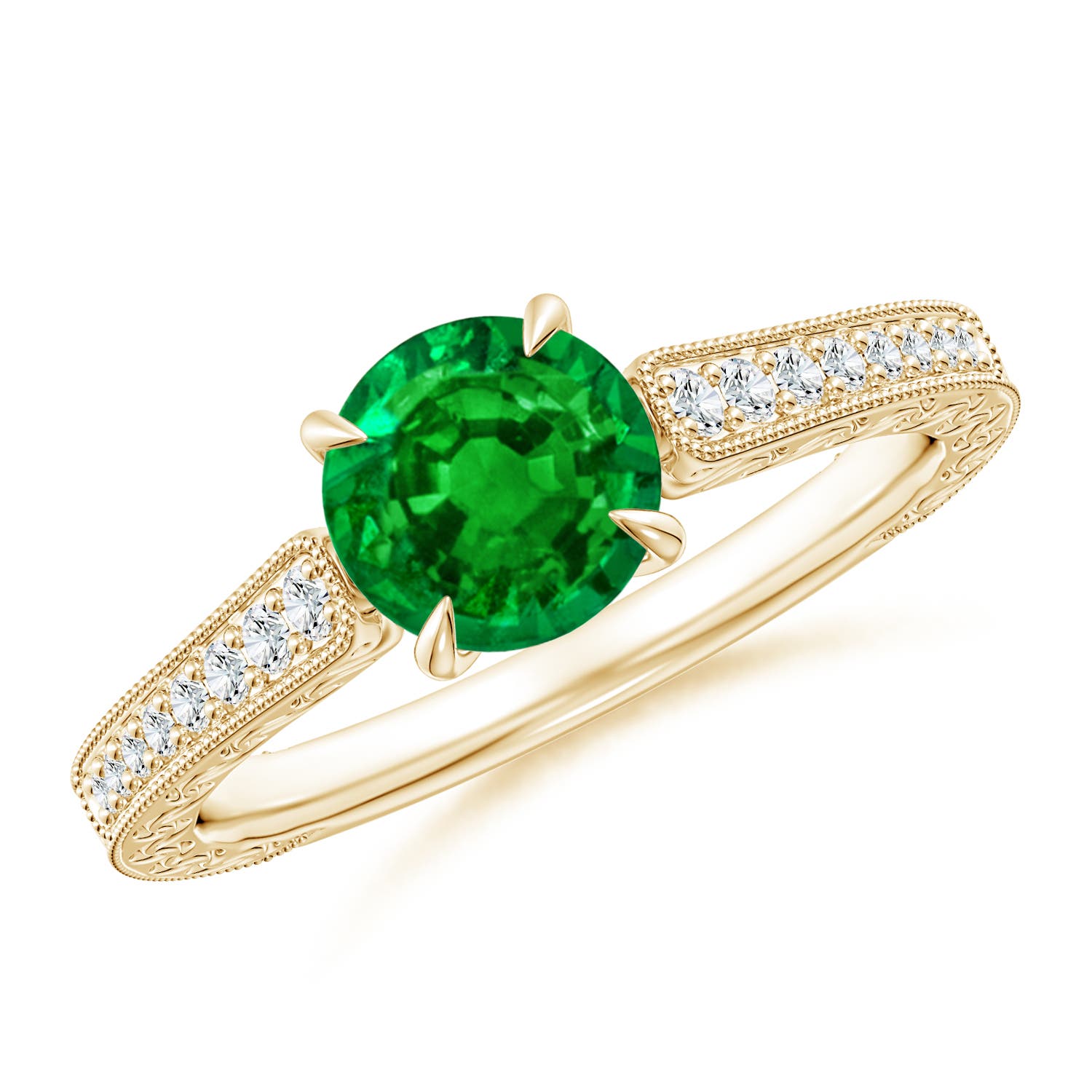 AAAA - Emerald / 1.08 CT / 14 KT Yellow Gold