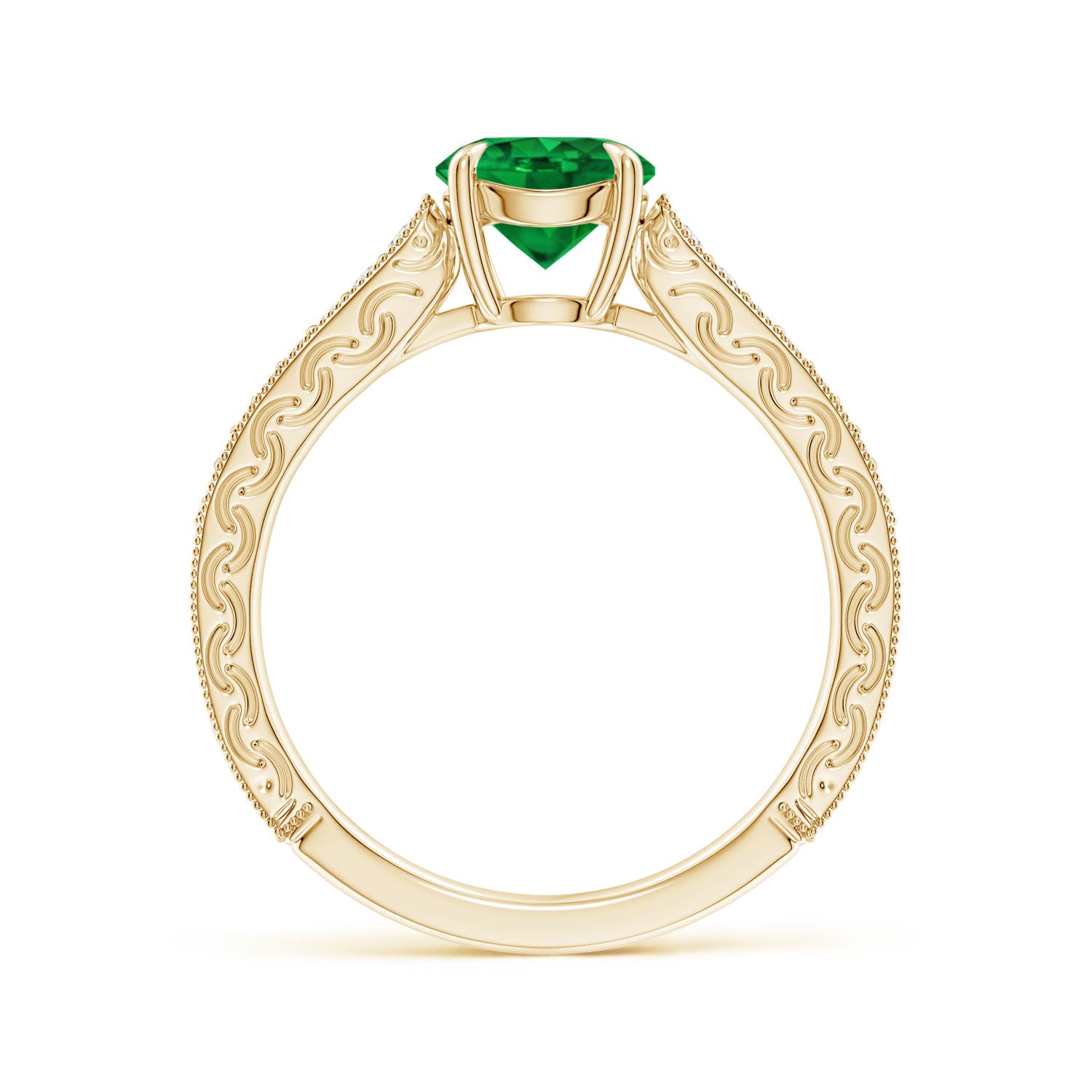 AAAA - Emerald / 1.08 CT / 14 KT Yellow Gold