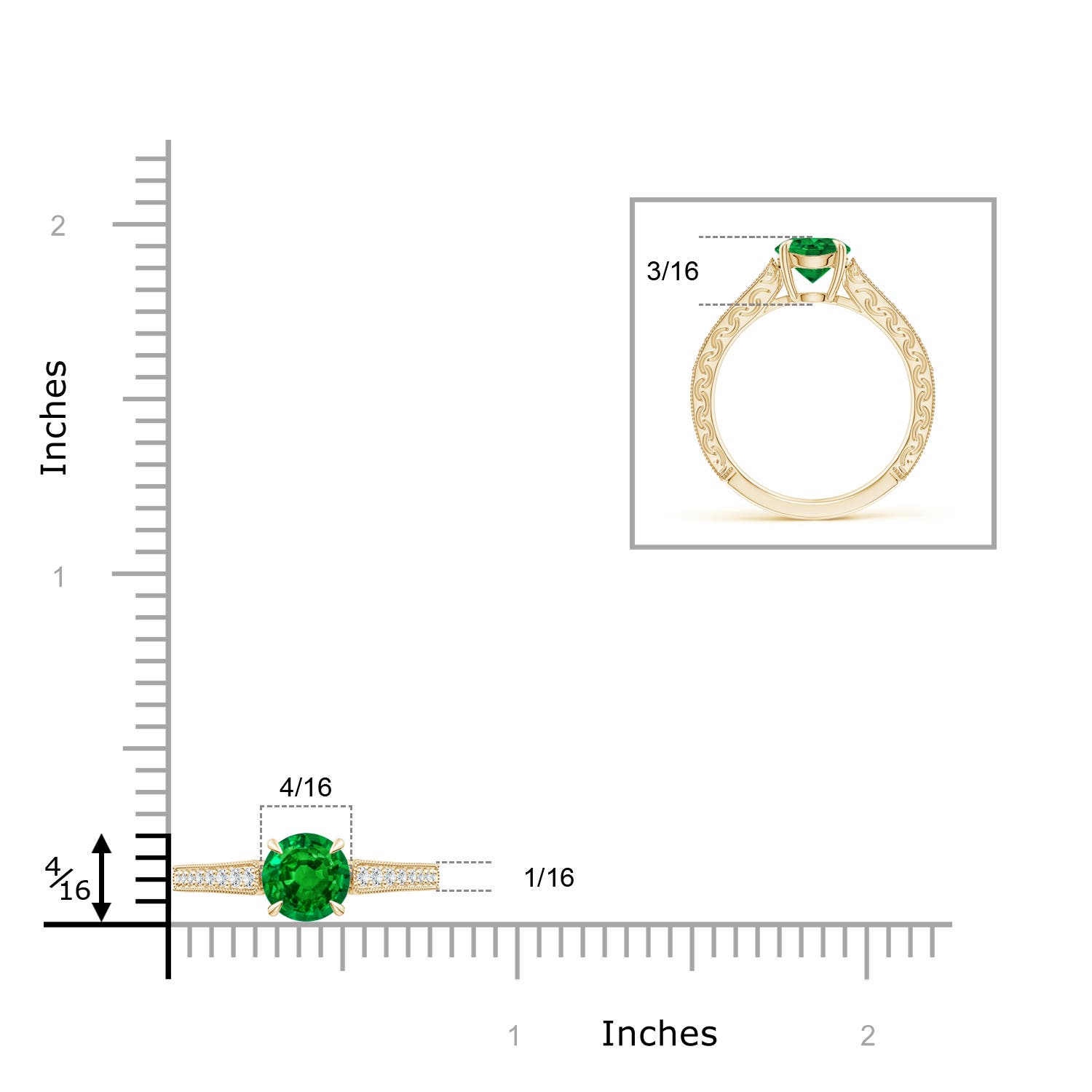 AAAA - Emerald / 1.08 CT / 14 KT Yellow Gold