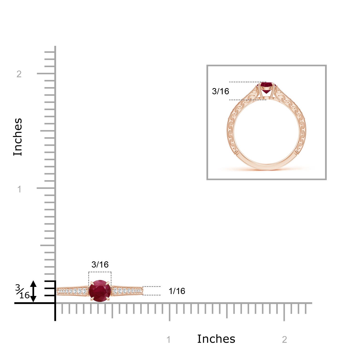 A - Ruby / 0.72 CT / 14 KT Rose Gold