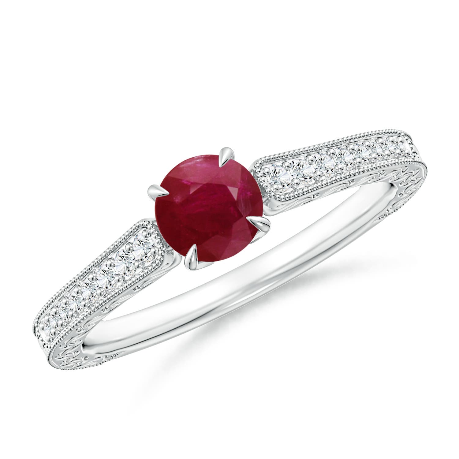 A - Ruby / 0.72 CT / 14 KT White Gold