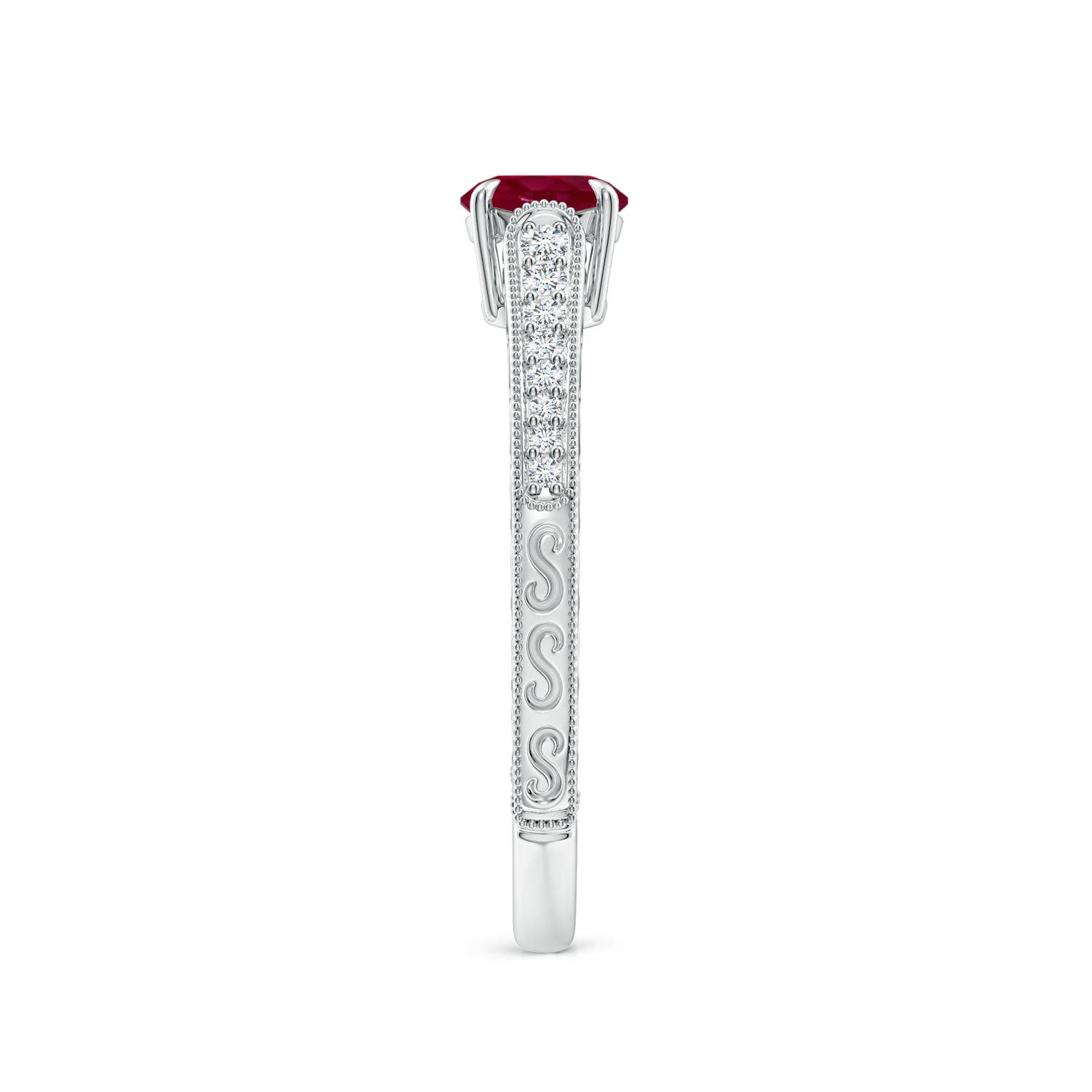 A - Ruby / 0.72 CT / 14 KT White Gold