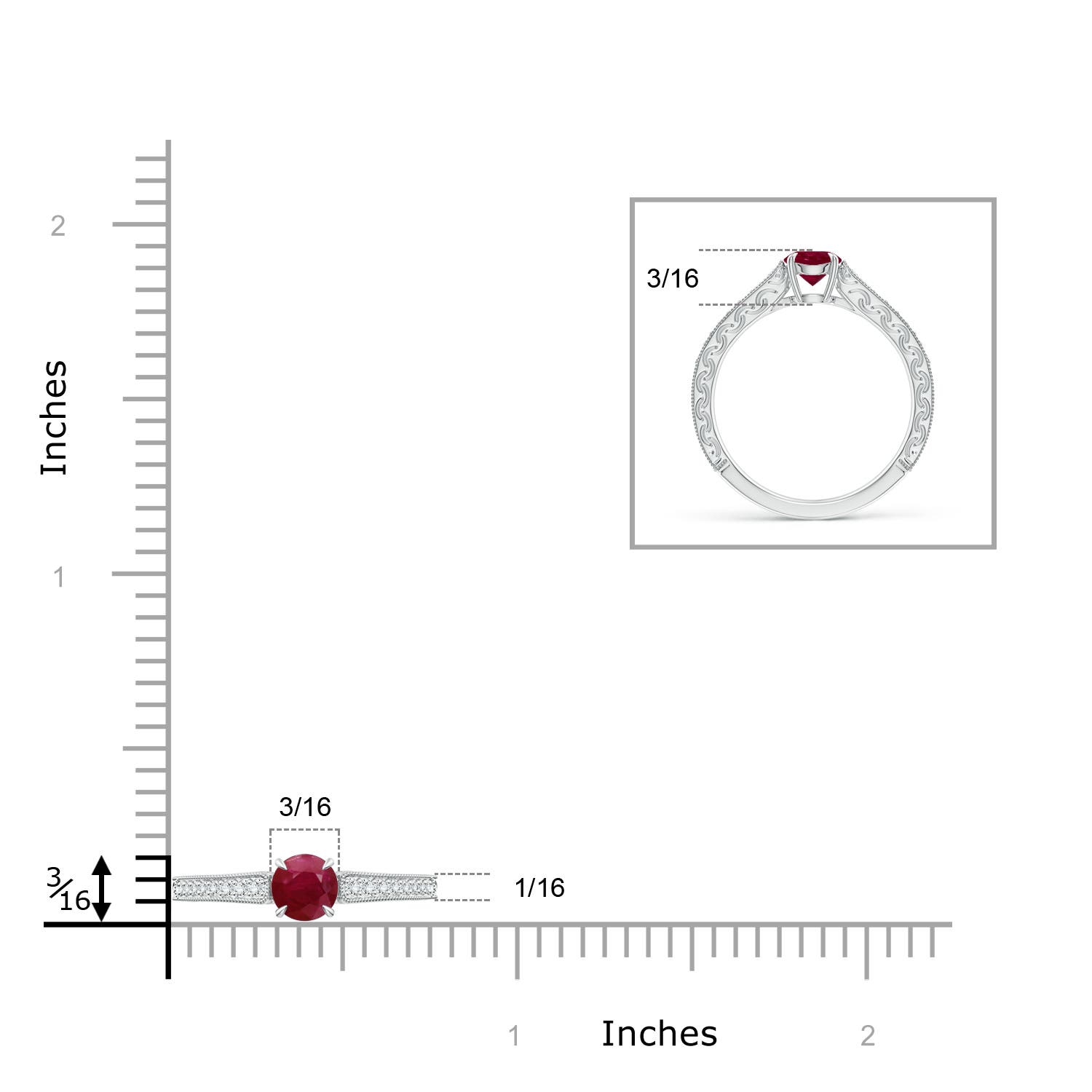 A - Ruby / 0.72 CT / 14 KT White Gold