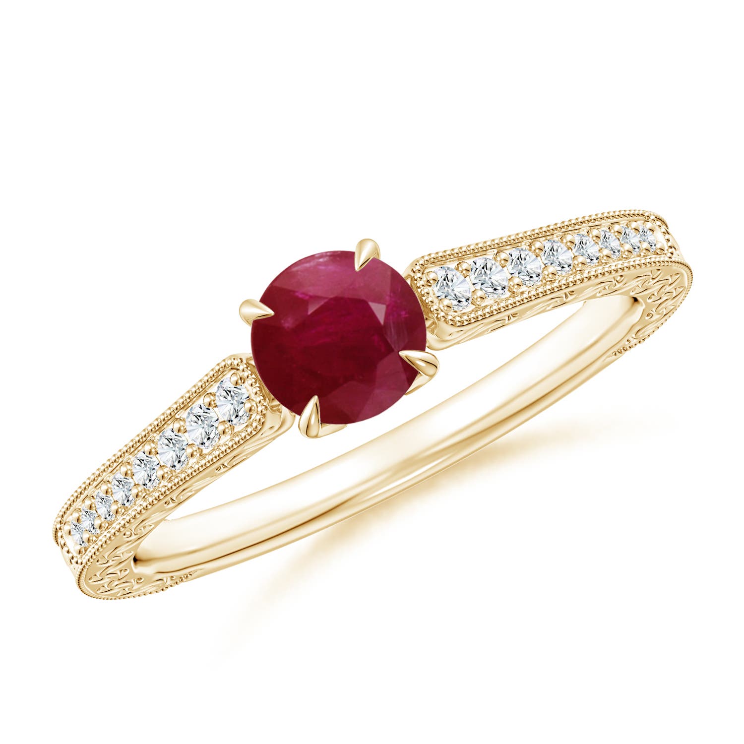 A - Ruby / 0.72 CT / 14 KT Yellow Gold