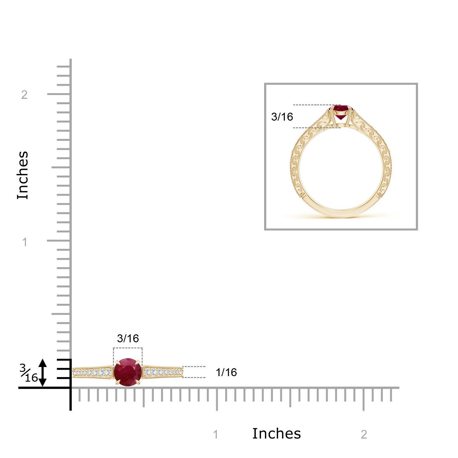 A - Ruby / 0.72 CT / 14 KT Yellow Gold