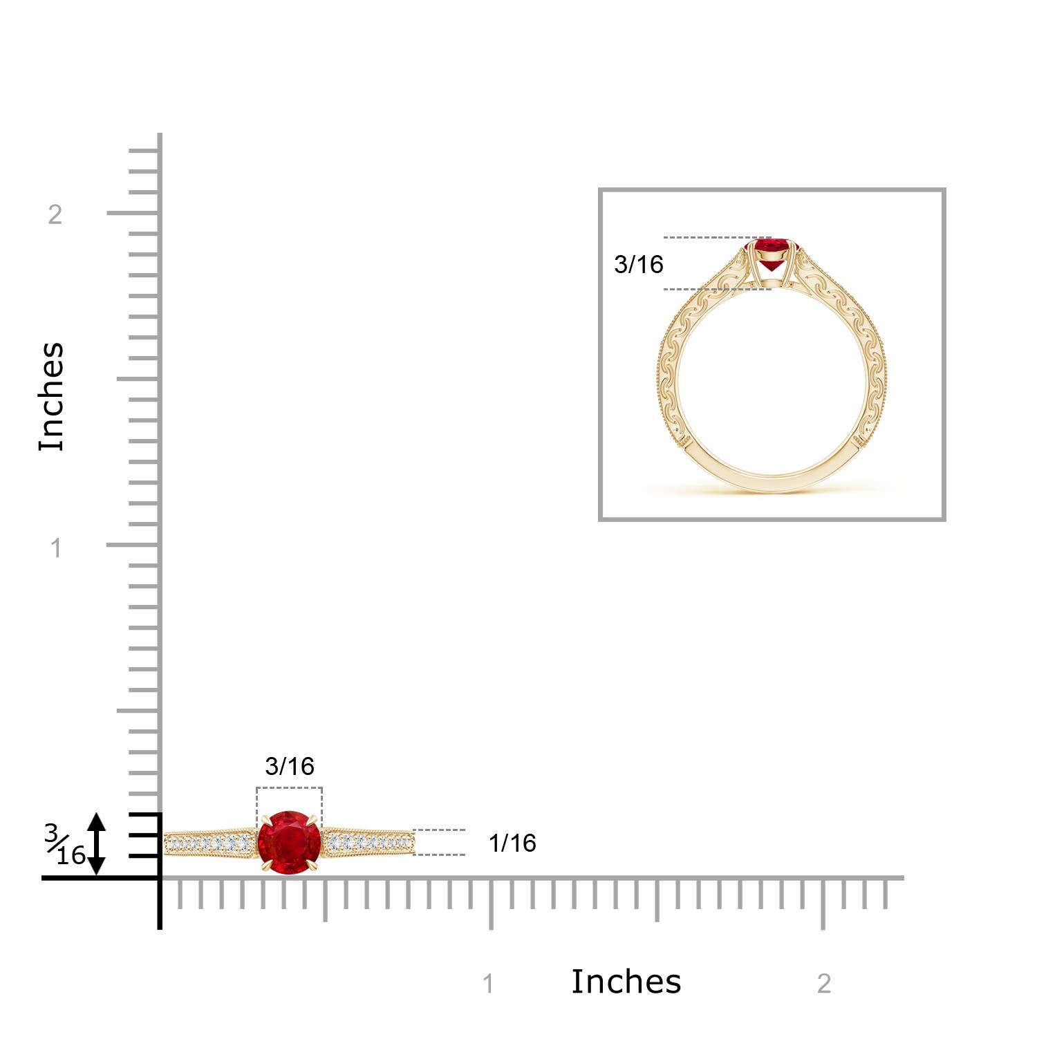 AAA - Ruby / 0.72 CT / 14 KT Yellow Gold