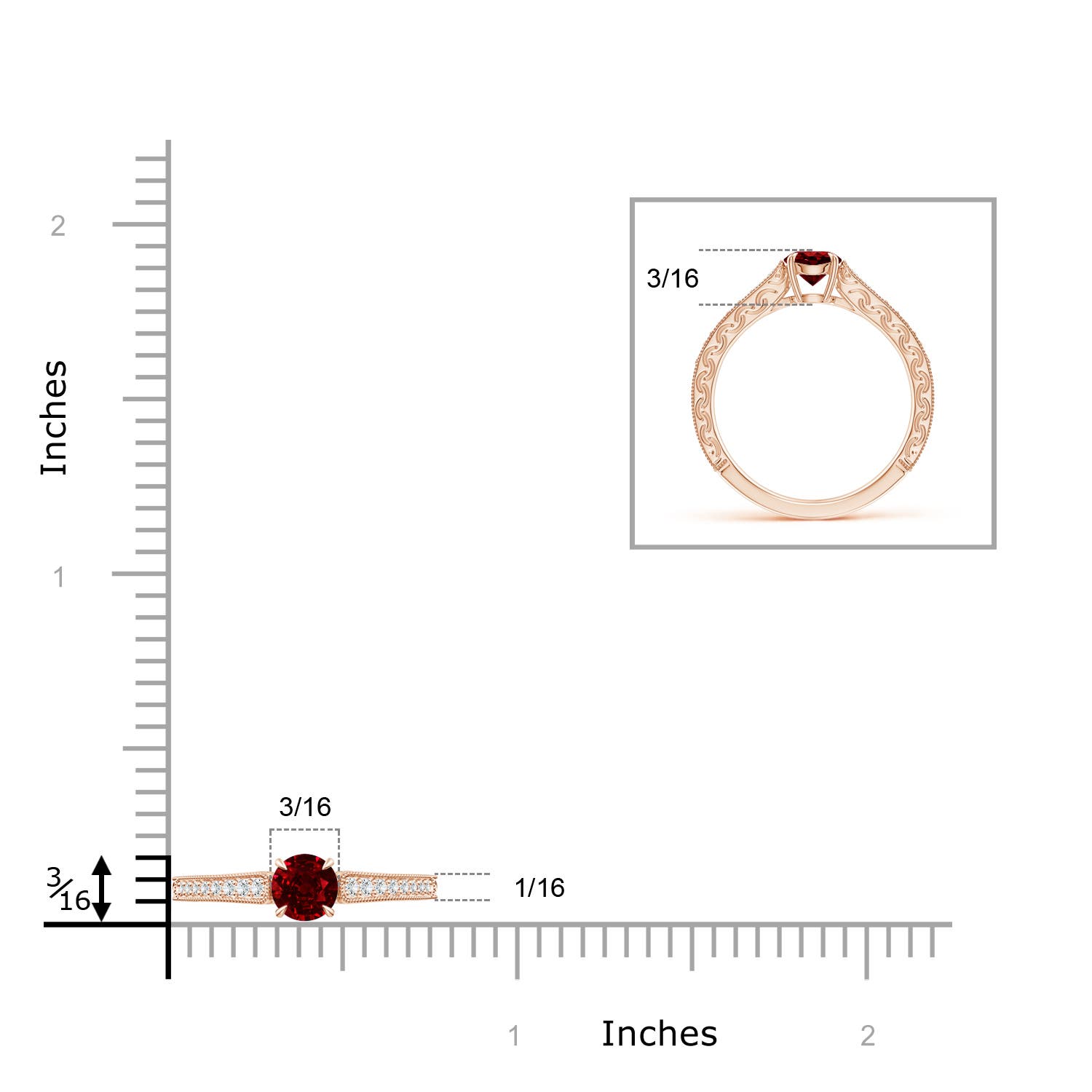 AAAA - Ruby / 0.72 CT / 14 KT Rose Gold