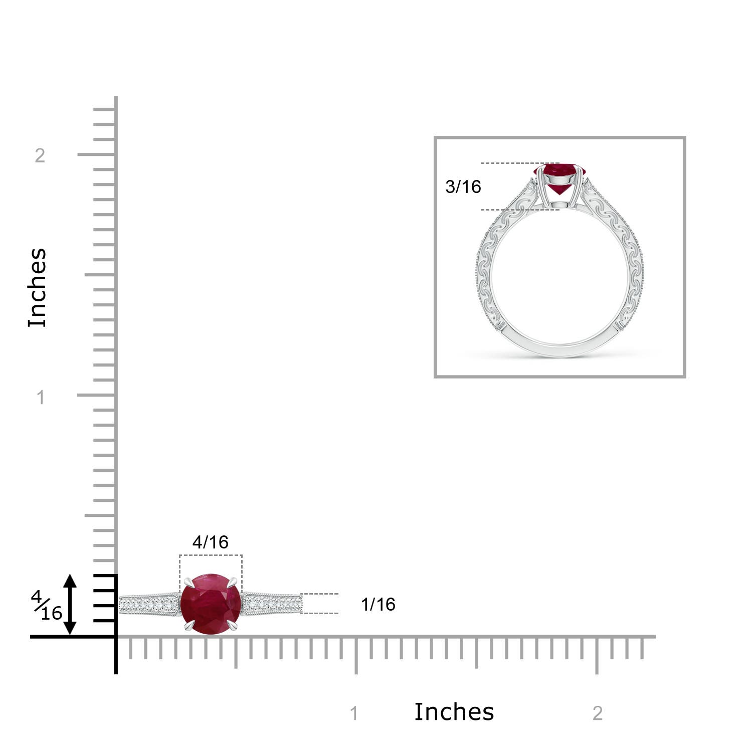 A - Ruby / 1.33 CT / 14 KT White Gold