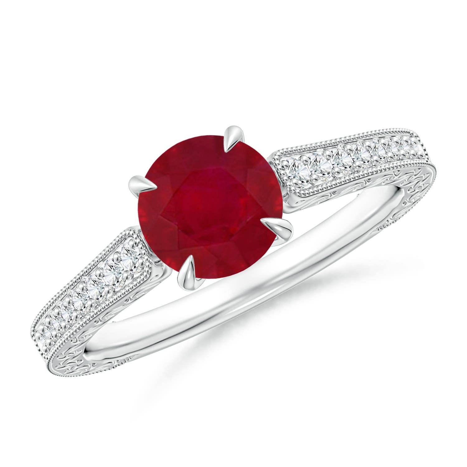 AA - Ruby / 1.33 CT / 14 KT White Gold