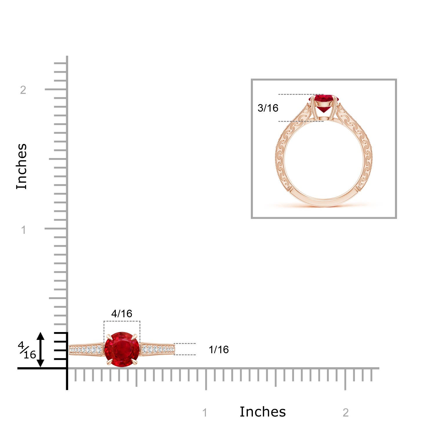 AAA - Ruby / 1.33 CT / 14 KT Rose Gold