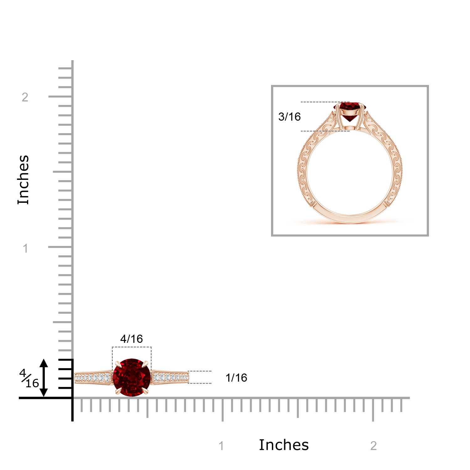 AAAA - Ruby / 1.33 CT / 14 KT Rose Gold