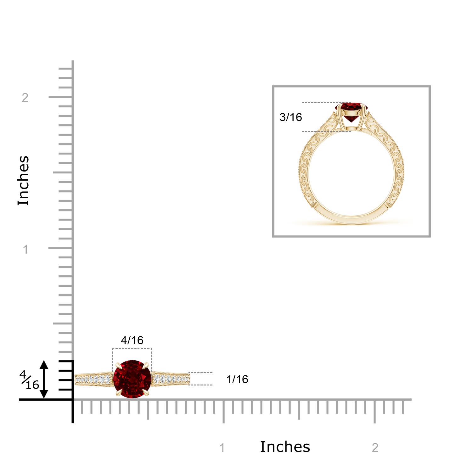 AAAA - Ruby / 1.33 CT / 14 KT Yellow Gold