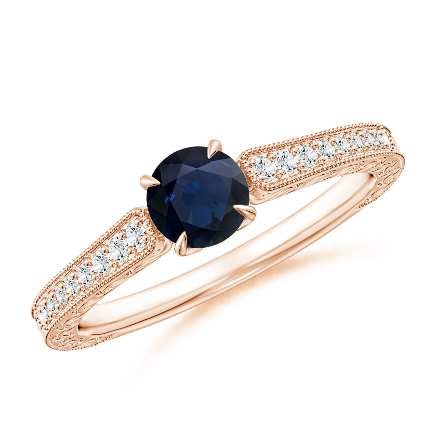 A - Blue Sapphire / 0.72 CT / 14 KT Rose Gold