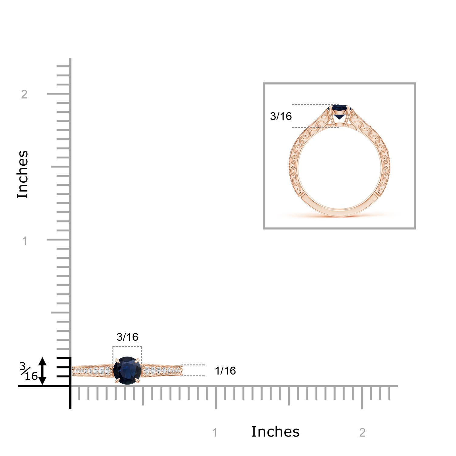 A - Blue Sapphire / 0.72 CT / 14 KT Rose Gold