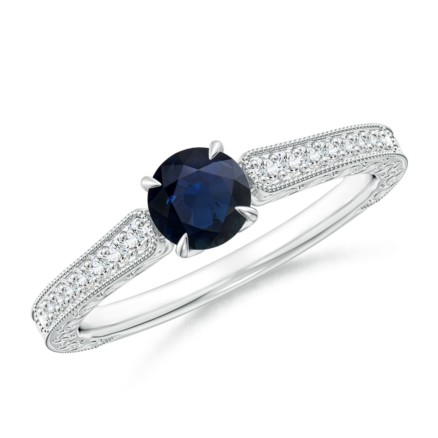 A - Blue Sapphire / 0.72 CT / 14 KT White Gold