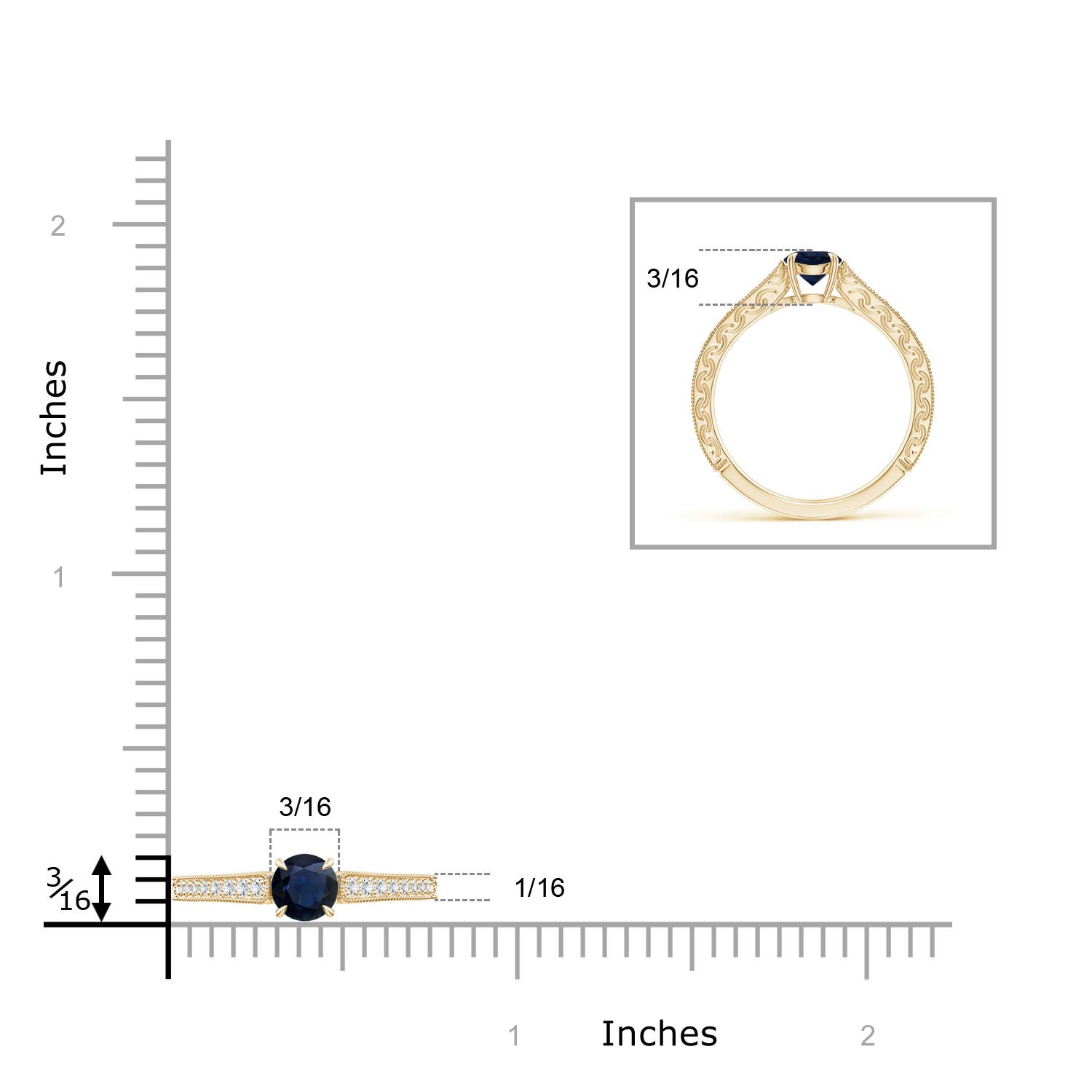 A - Blue Sapphire / 0.72 CT / 14 KT Yellow Gold