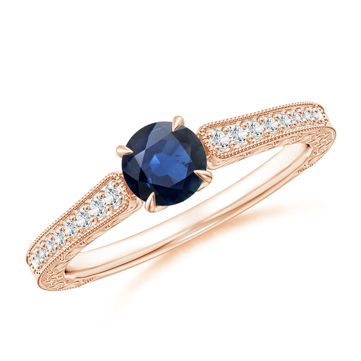 AA - Blue Sapphire / 0.72 CT / 14 KT Rose Gold