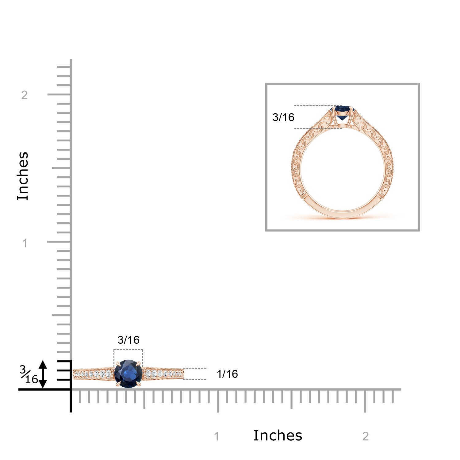 AA - Blue Sapphire / 0.72 CT / 14 KT Rose Gold