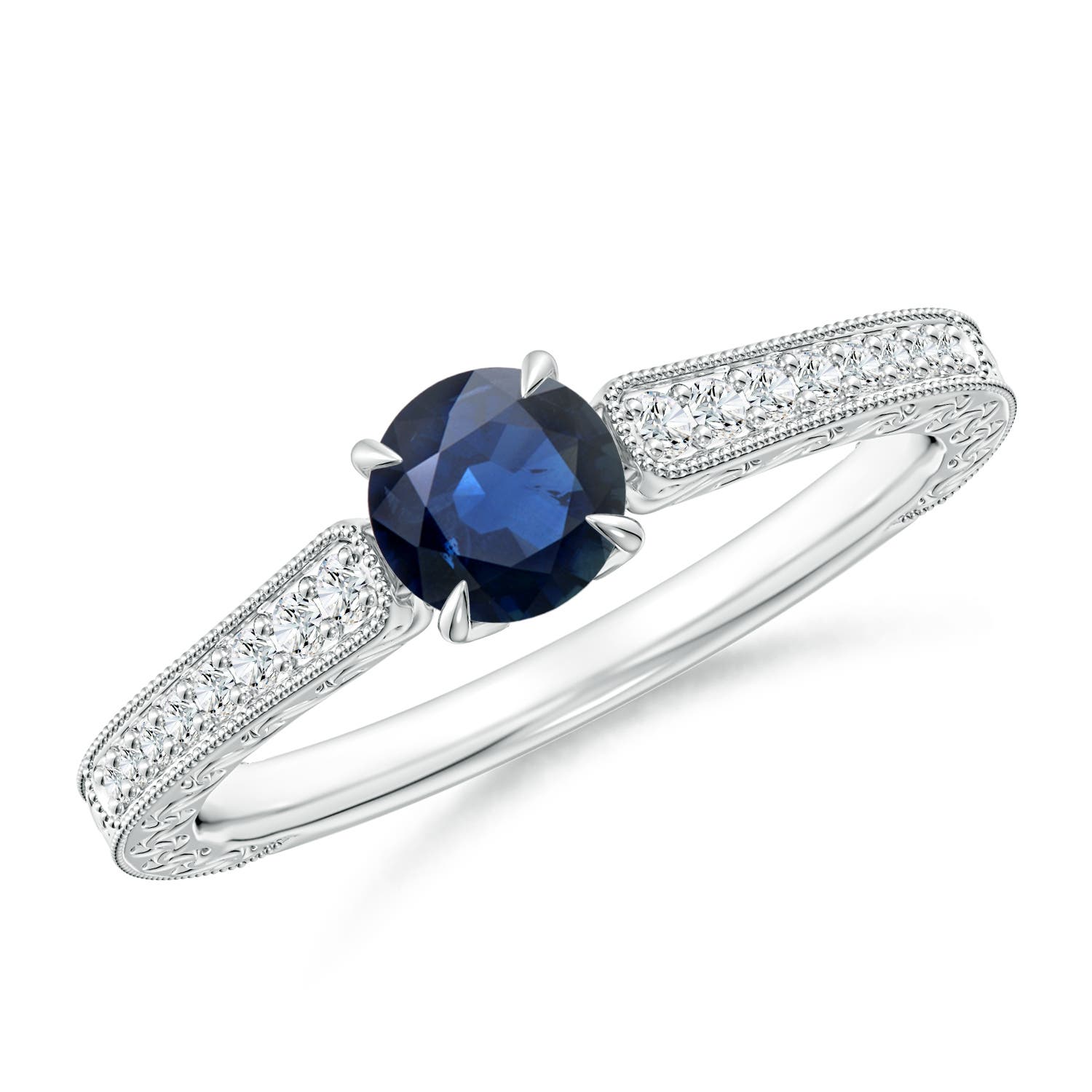 AA - Blue Sapphire / 0.72 CT / 14 KT White Gold