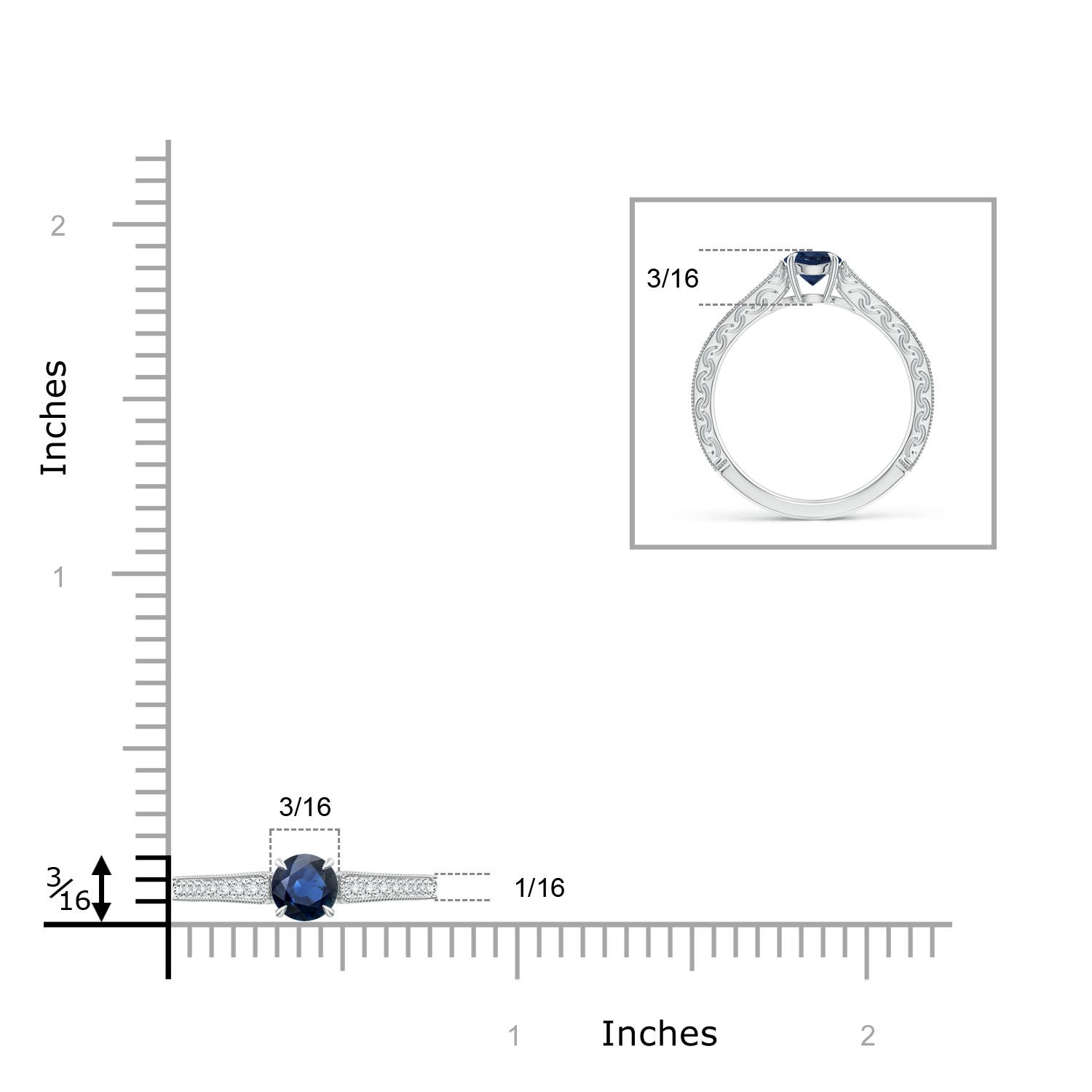 AA - Blue Sapphire / 0.72 CT / 14 KT White Gold