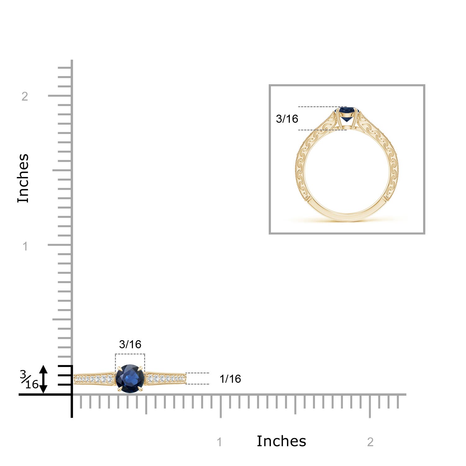 AA - Blue Sapphire / 0.72 CT / 14 KT Yellow Gold