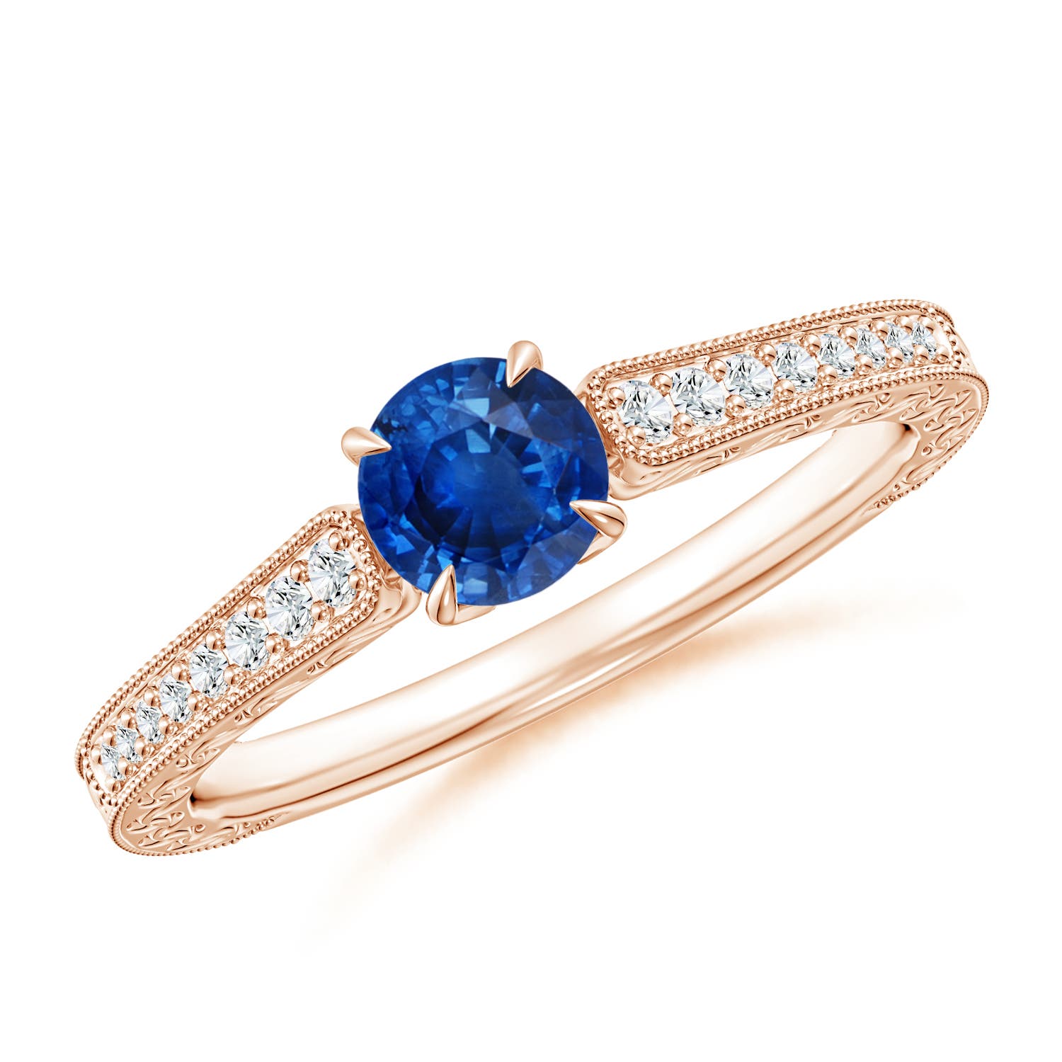 AAA - Blue Sapphire / 0.72 CT / 14 KT Rose Gold