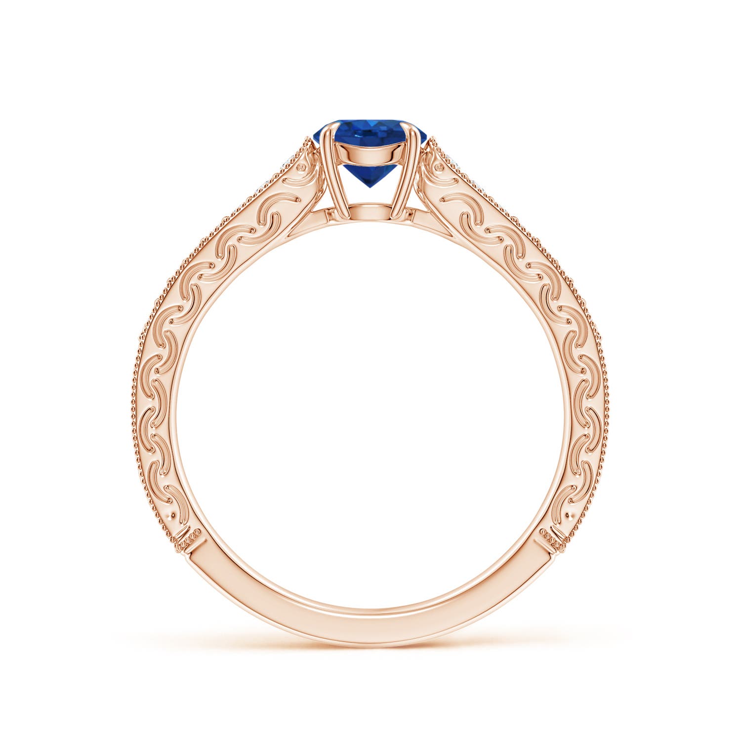 AAA - Blue Sapphire / 0.72 CT / 14 KT Rose Gold