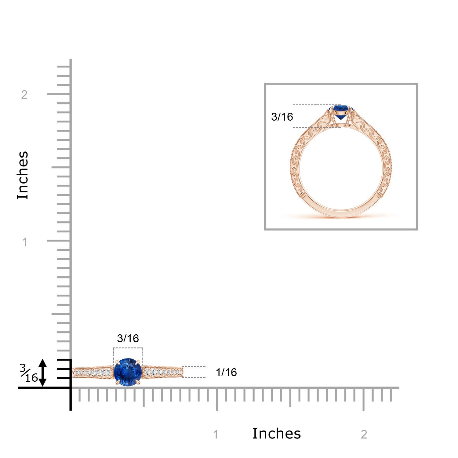 AAA - Blue Sapphire / 0.72 CT / 14 KT Rose Gold