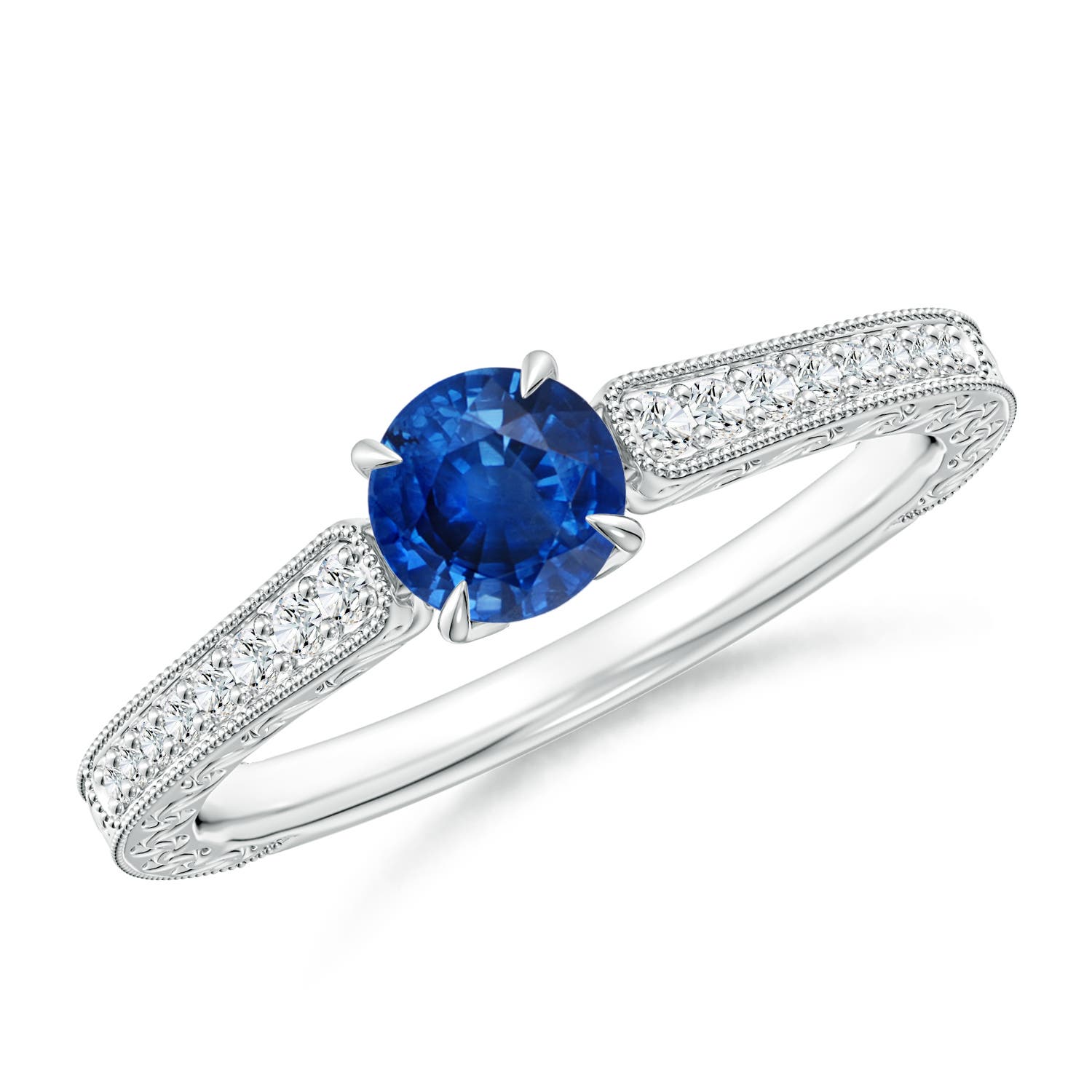 AAA - Blue Sapphire / 0.72 CT / 14 KT White Gold