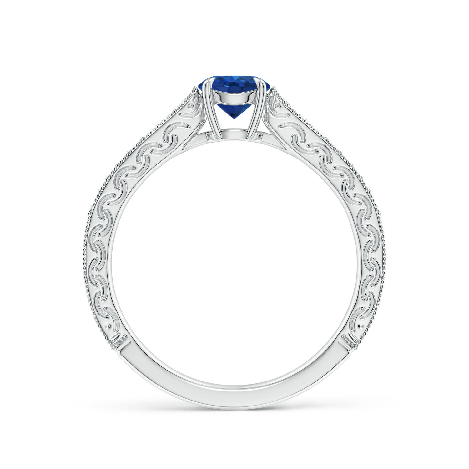 AAA - Blue Sapphire / 0.72 CT / 14 KT White Gold