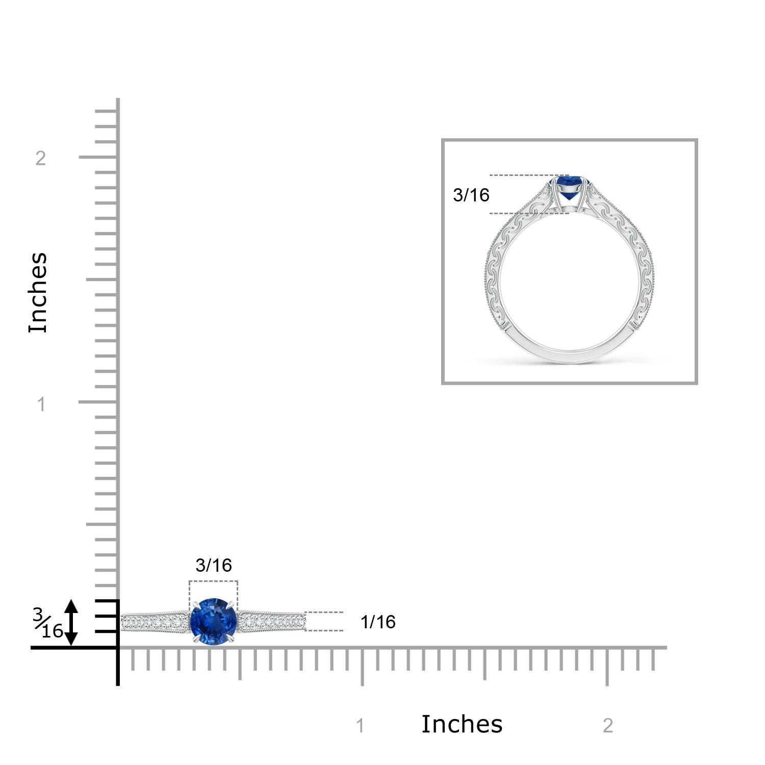 AAA - Blue Sapphire / 0.72 CT / 14 KT White Gold