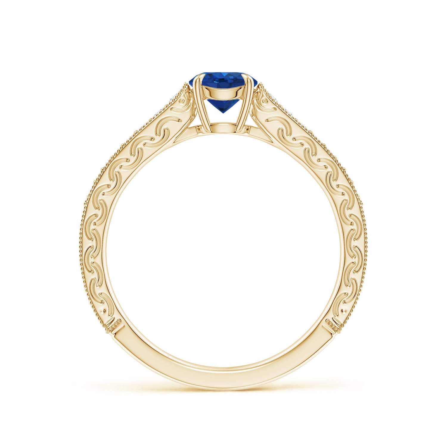 AAA - Blue Sapphire / 0.72 CT / 14 KT Yellow Gold