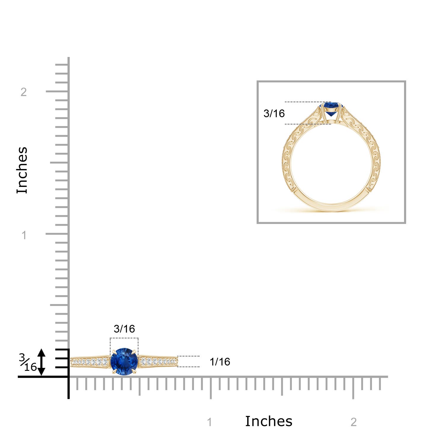 AAA - Blue Sapphire / 0.72 CT / 14 KT Yellow Gold