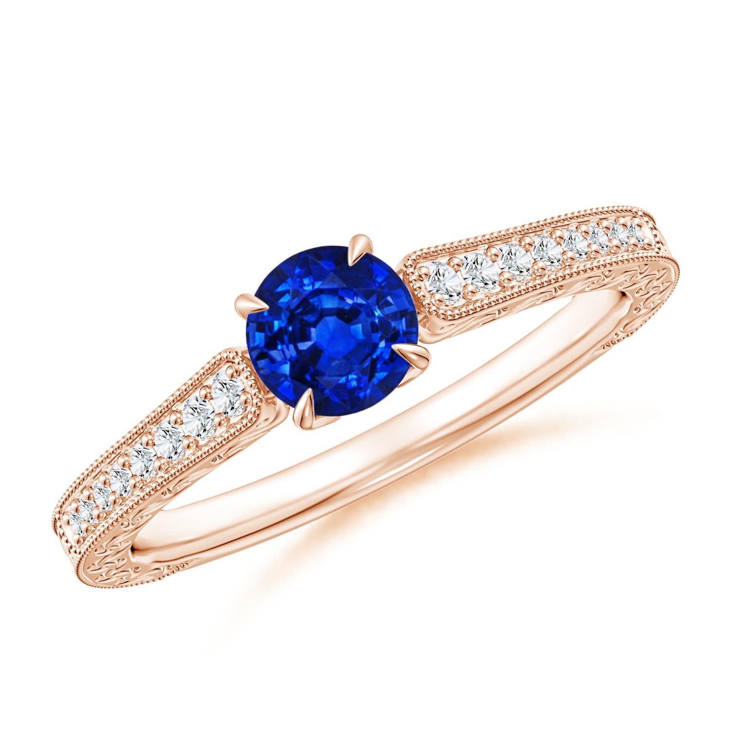 AAAA - Blue Sapphire / 0.72 CT / 14 KT Rose Gold