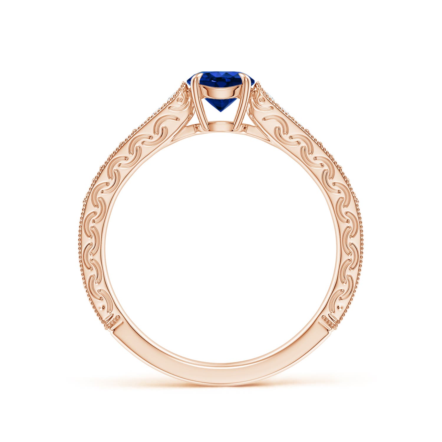 AAAA - Blue Sapphire / 0.72 CT / 14 KT Rose Gold