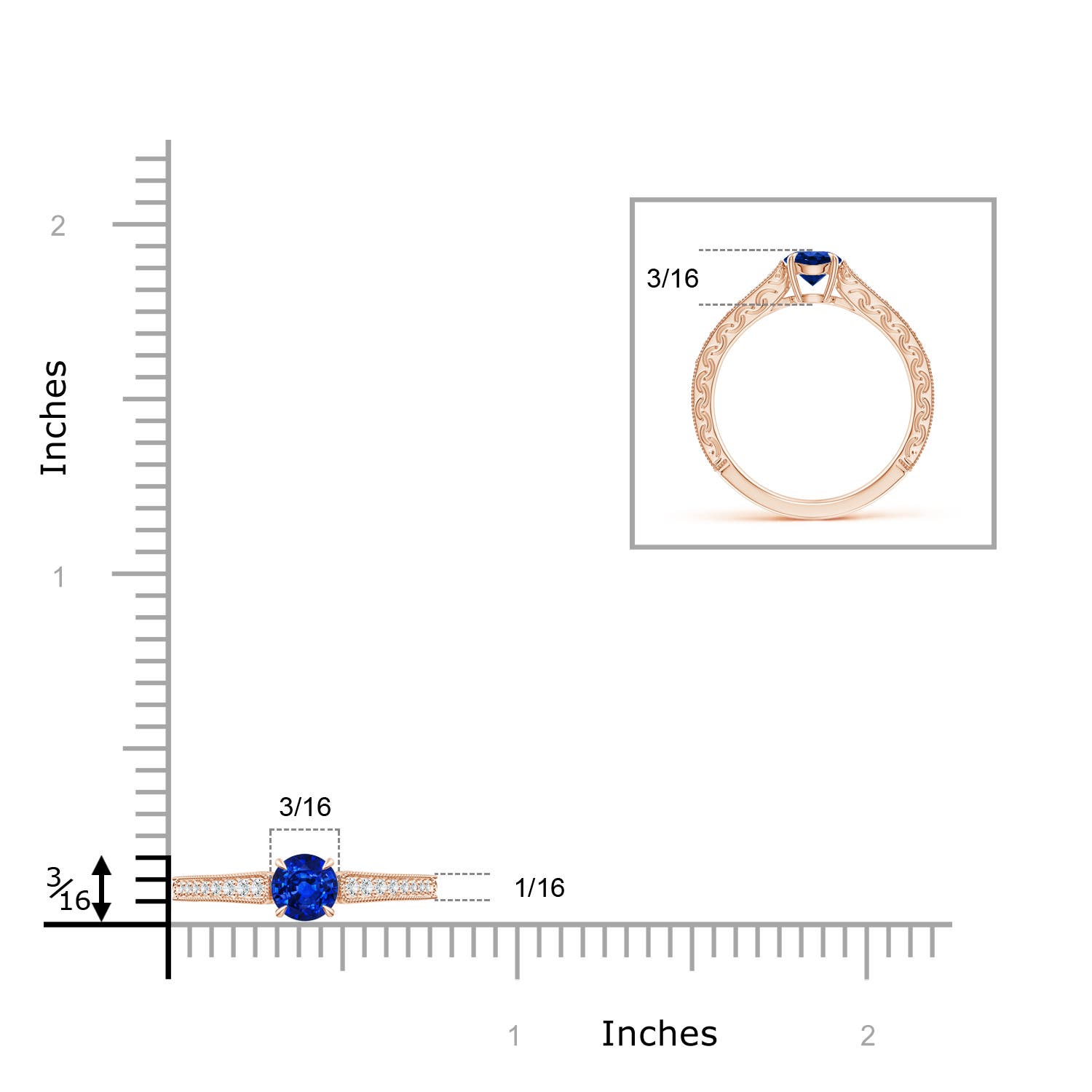 AAAA - Blue Sapphire / 0.72 CT / 14 KT Rose Gold