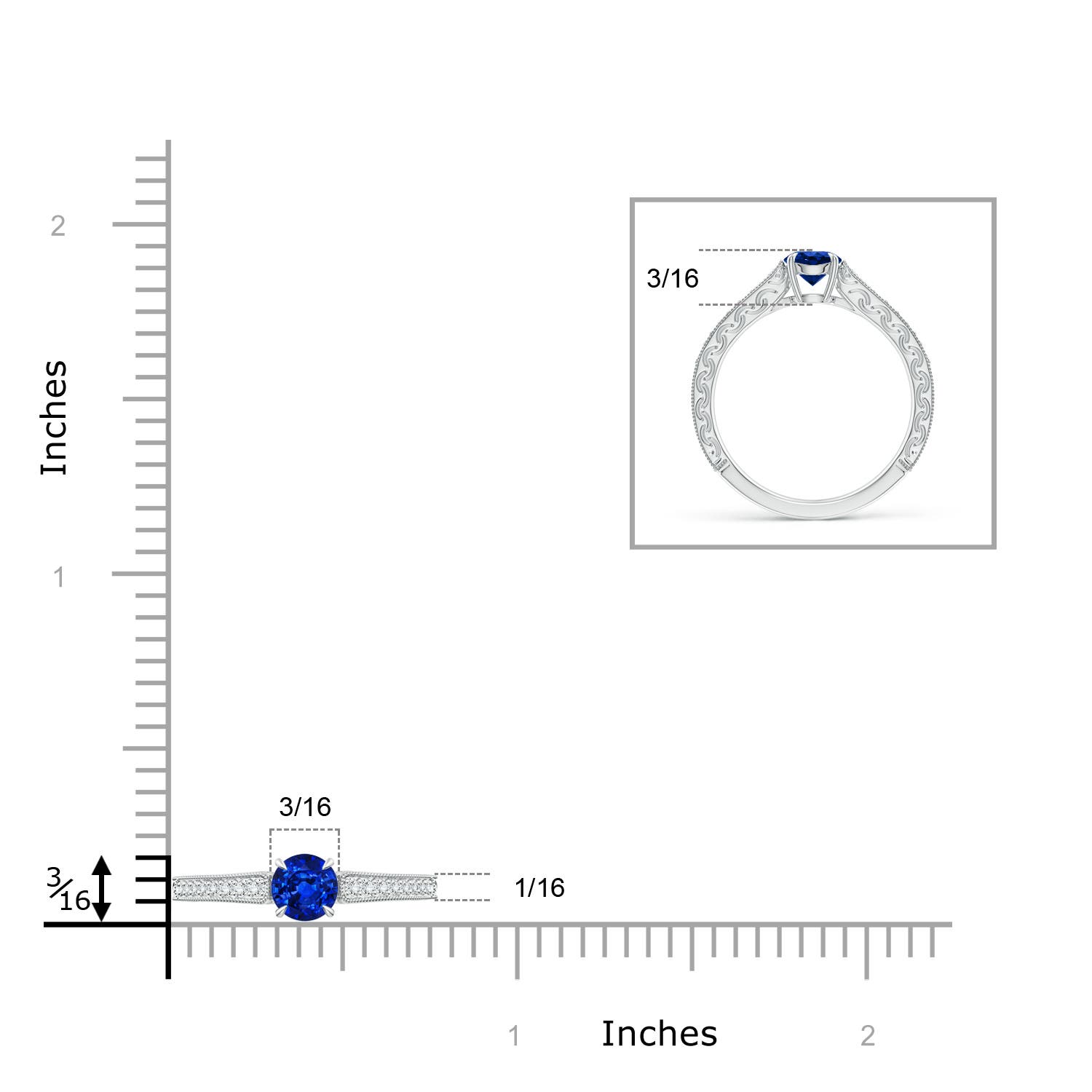 AAAA - Blue Sapphire / 0.72 CT / 14 KT White Gold