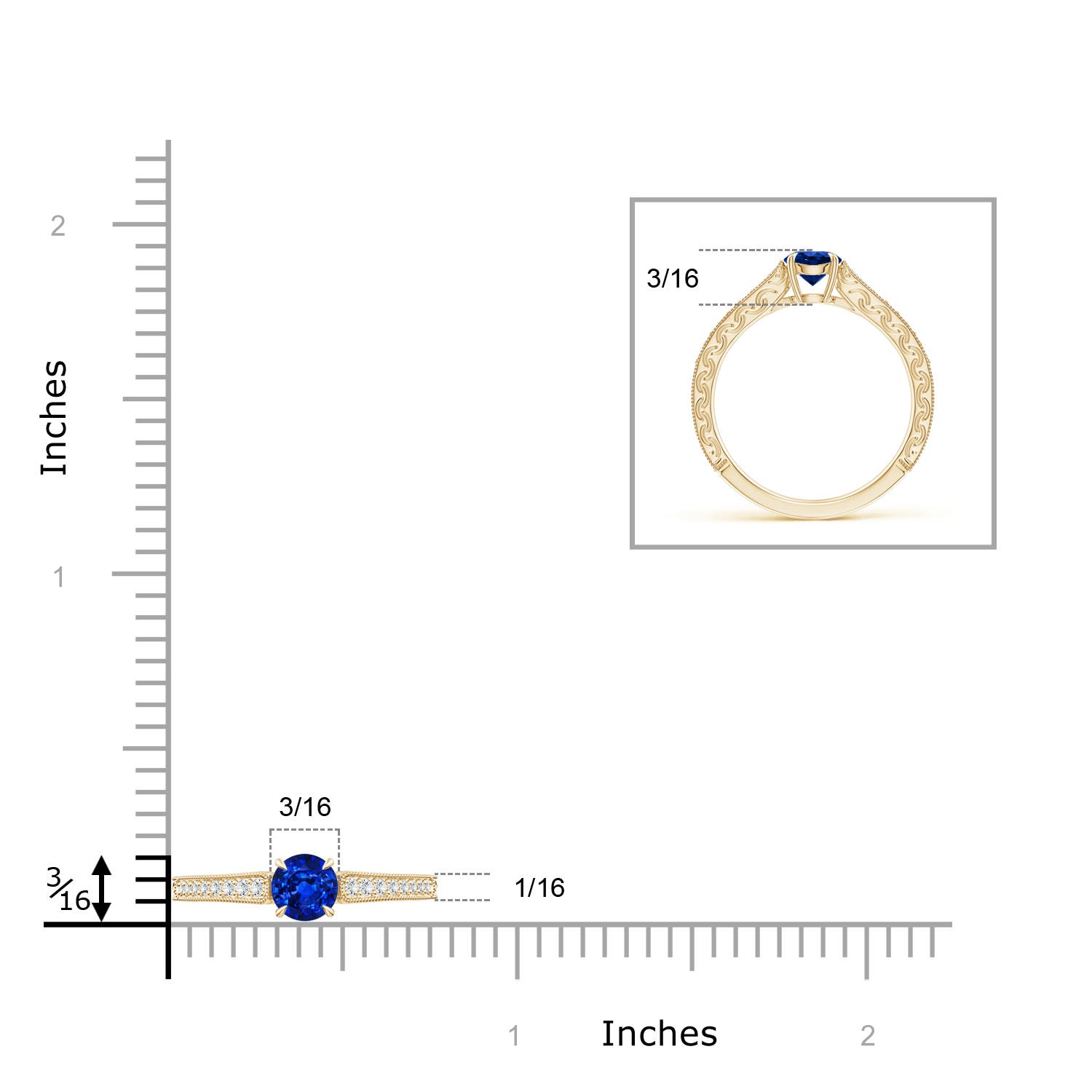 AAAA - Blue Sapphire / 0.72 CT / 14 KT Yellow Gold