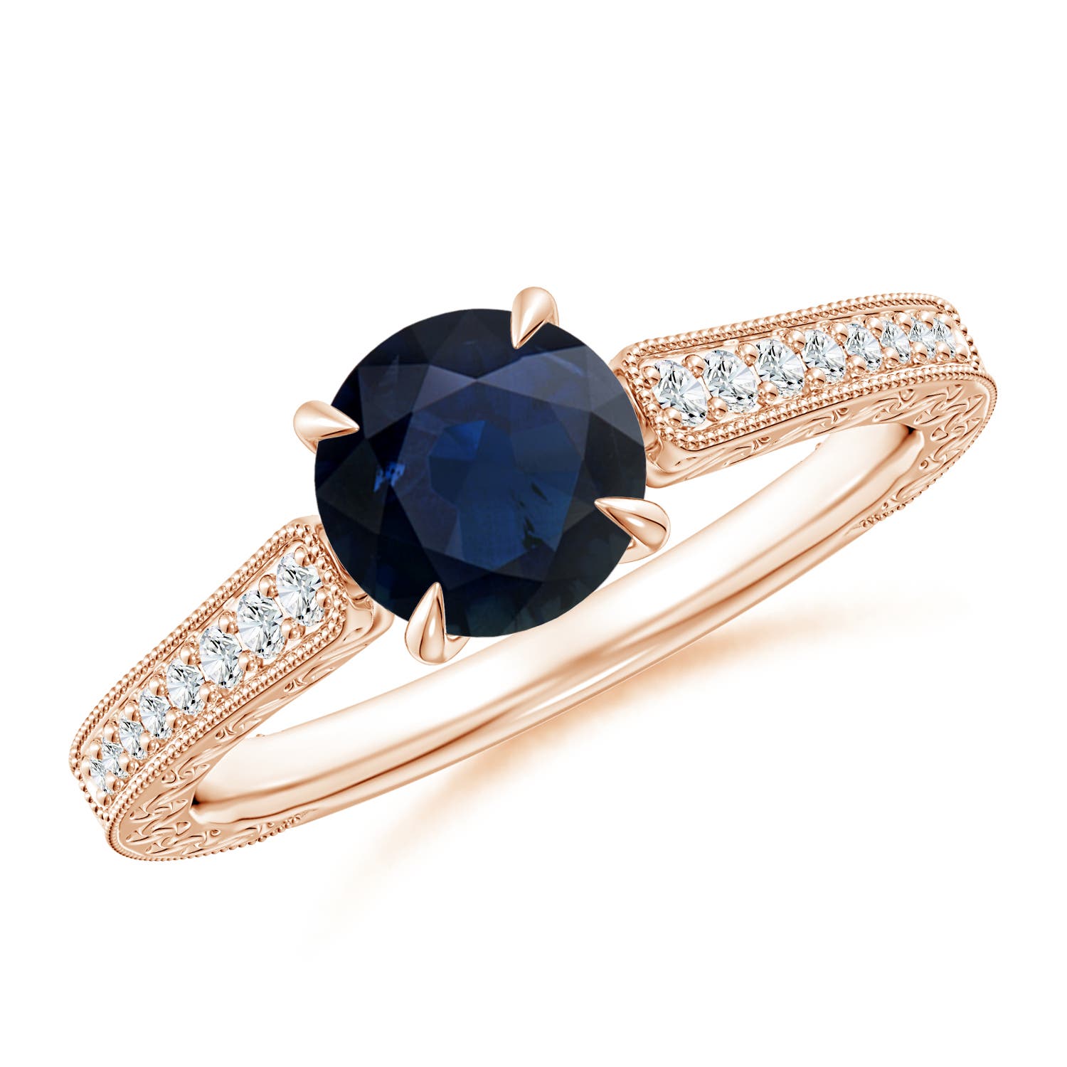 A - Blue Sapphire / 1.33 CT / 14 KT Rose Gold