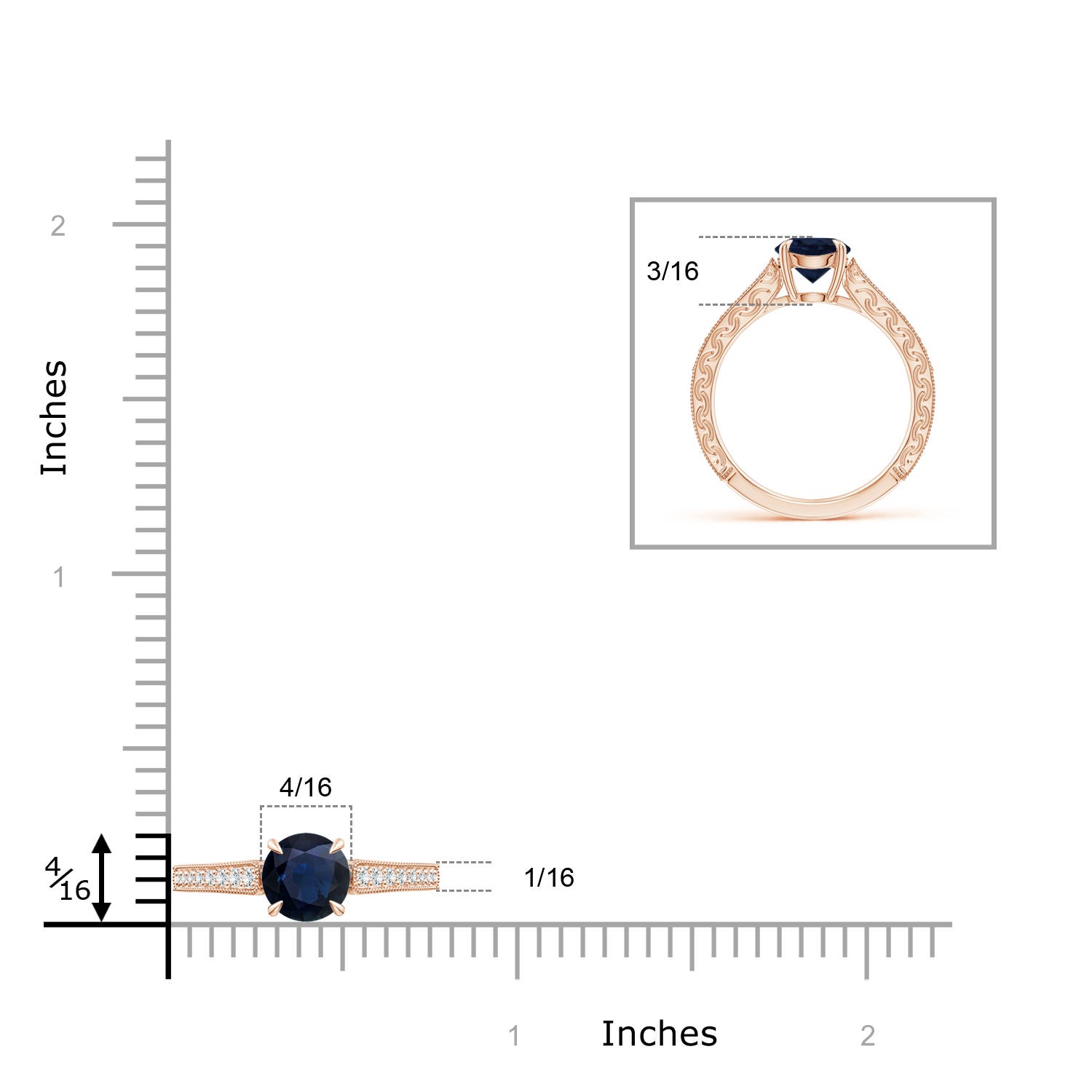 A - Blue Sapphire / 1.33 CT / 14 KT Rose Gold