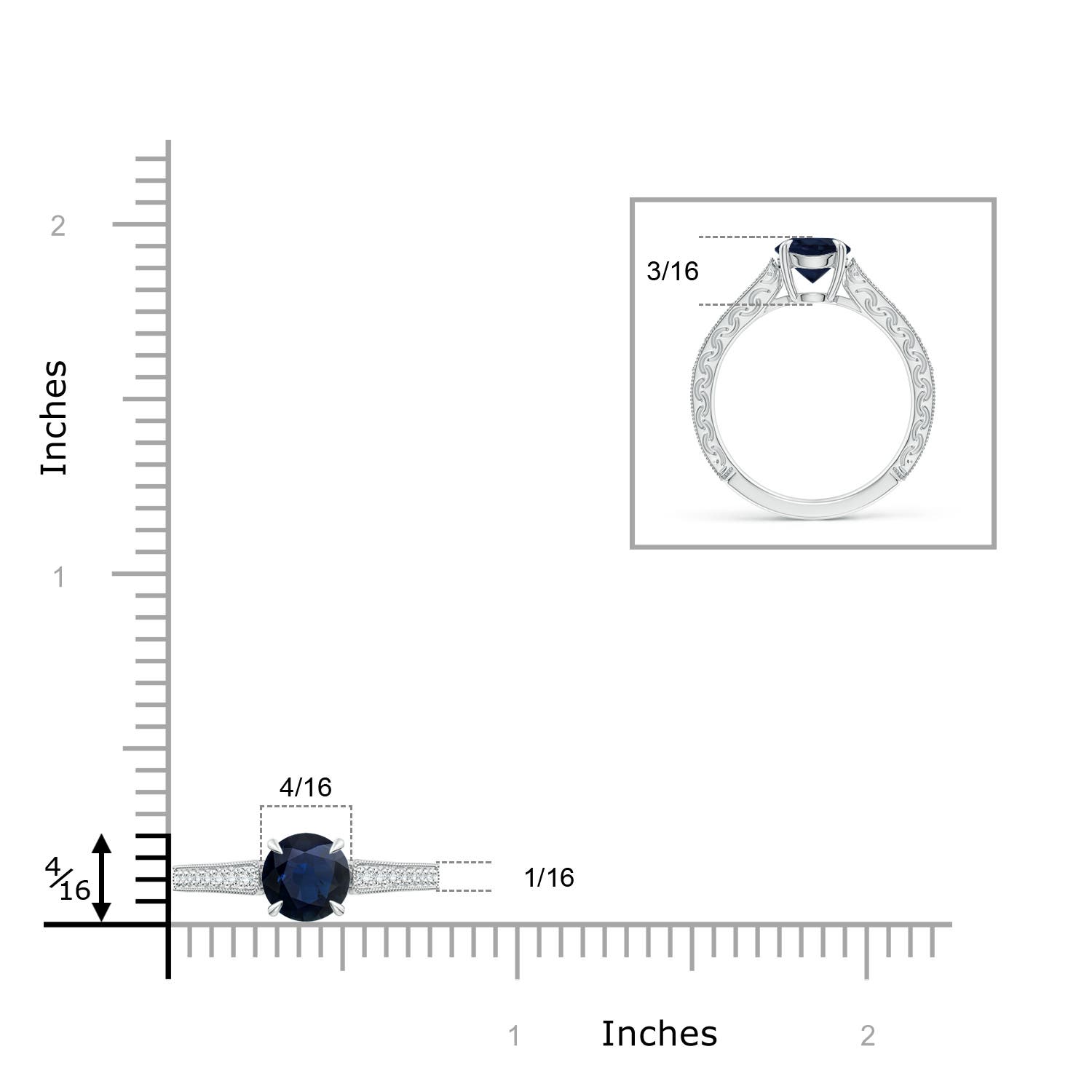 A - Blue Sapphire / 1.33 CT / 14 KT White Gold