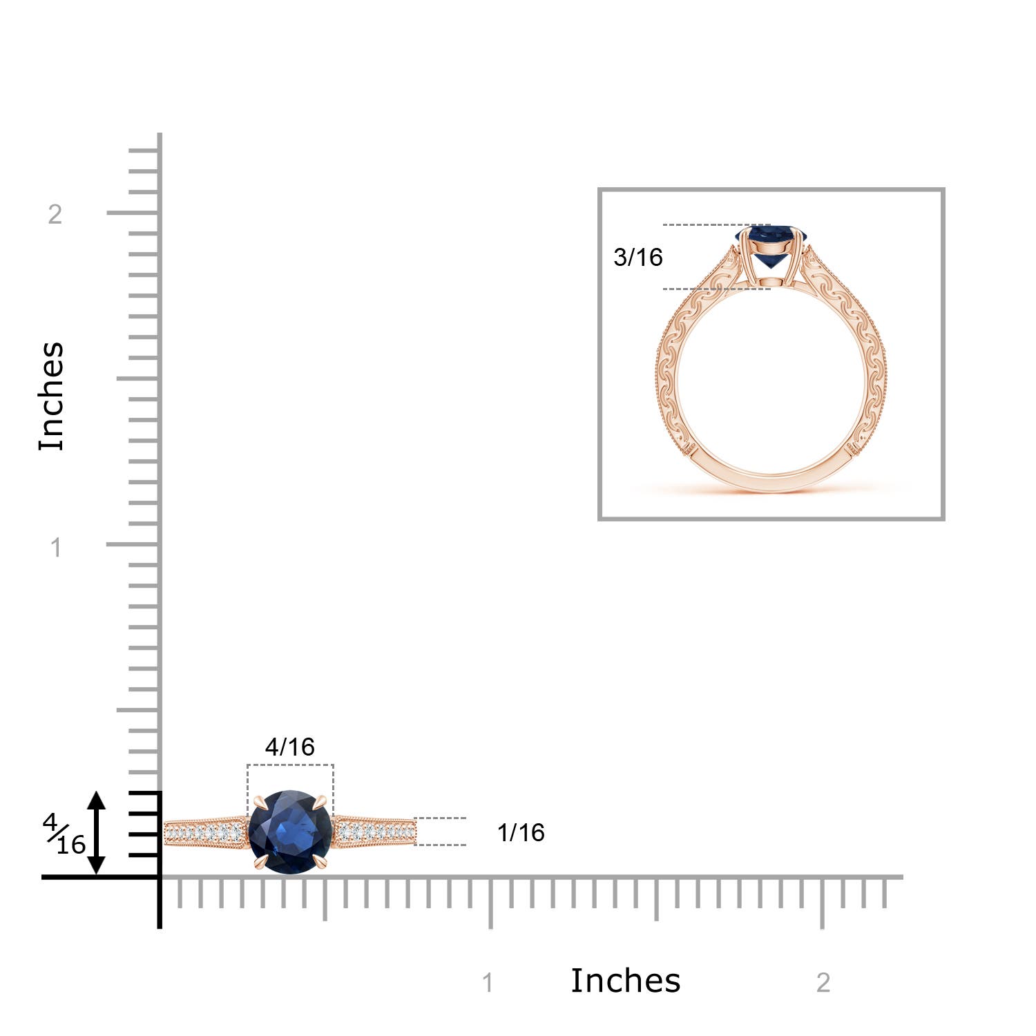 AA - Blue Sapphire / 1.33 CT / 14 KT Rose Gold