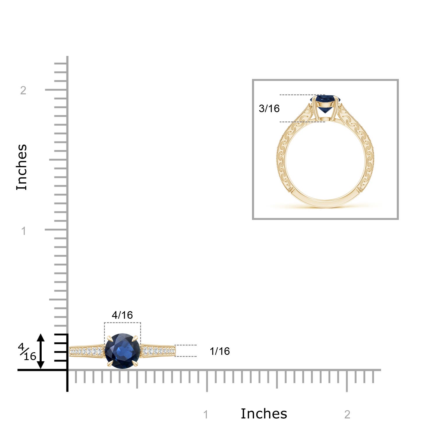 AA - Blue Sapphire / 1.33 CT / 14 KT Yellow Gold