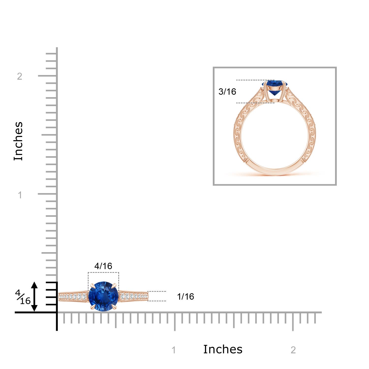 AAA - Blue Sapphire / 1.33 CT / 14 KT Rose Gold